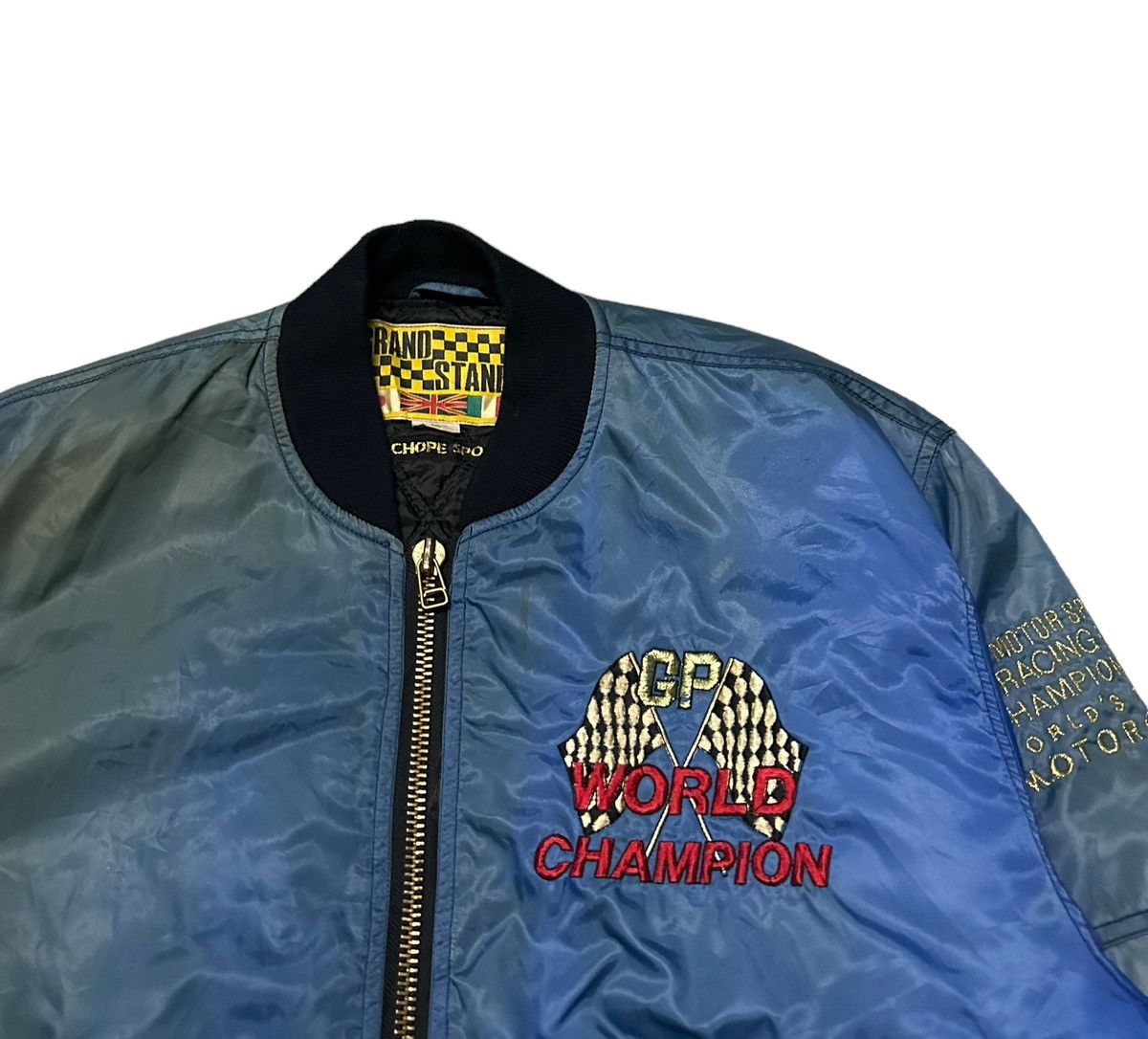 Vintage Sunfaded Vintage Grand prix world champion bomber jacket Size US M / EU 48-50 / 2 - 4 Thumbnail