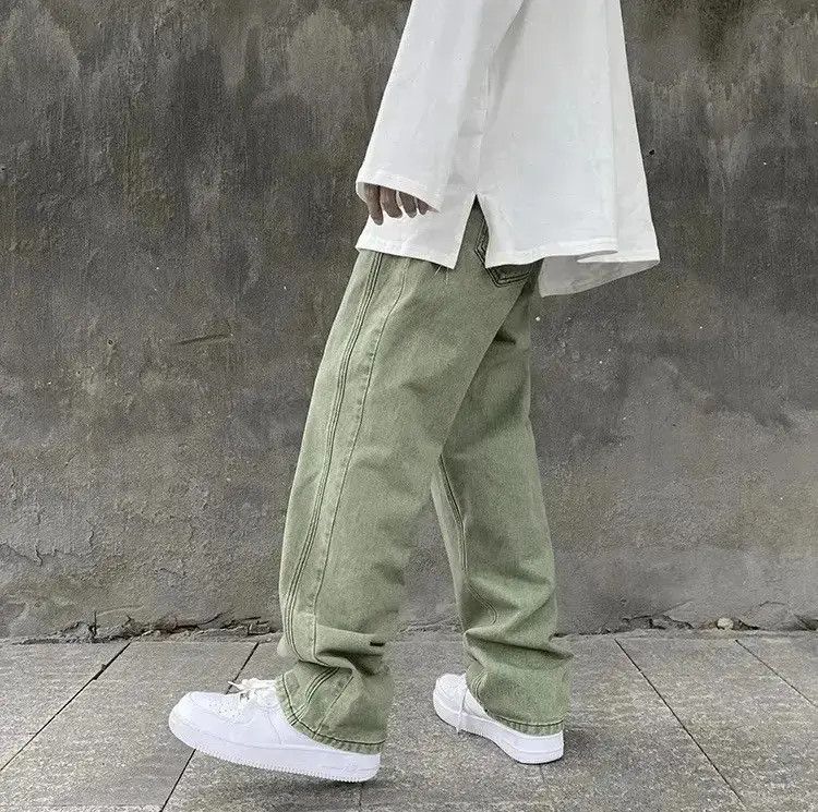 Japanese Brand Streetwear Jeans Pants Green Loose Straight Size US 30 / EU 46 - 6 Thumbnail