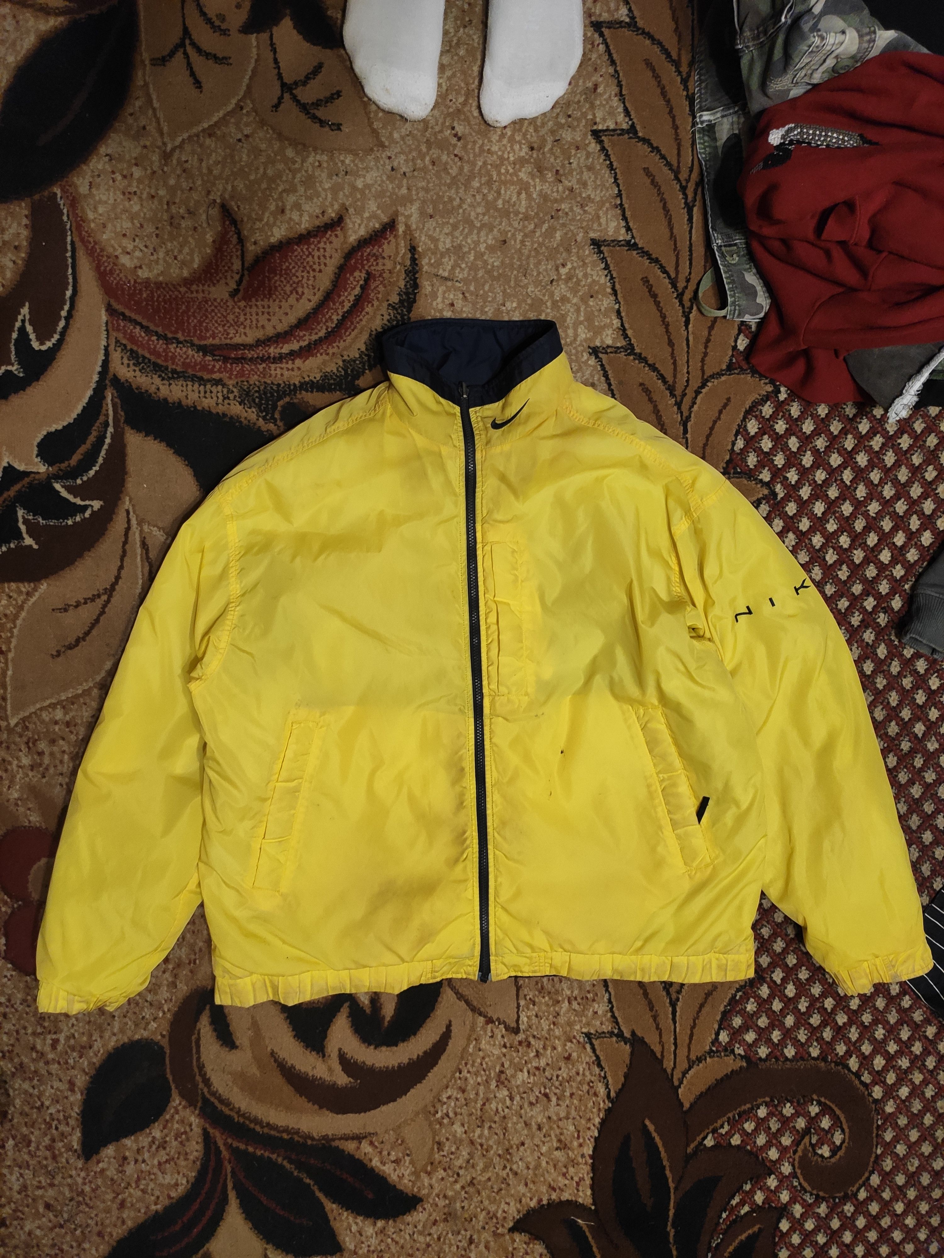 Nike × Vintage Nike reversible navy yellow jacket M swoosh bomber Size US M / EU 48-50 / 2 - 2 Thumbnail