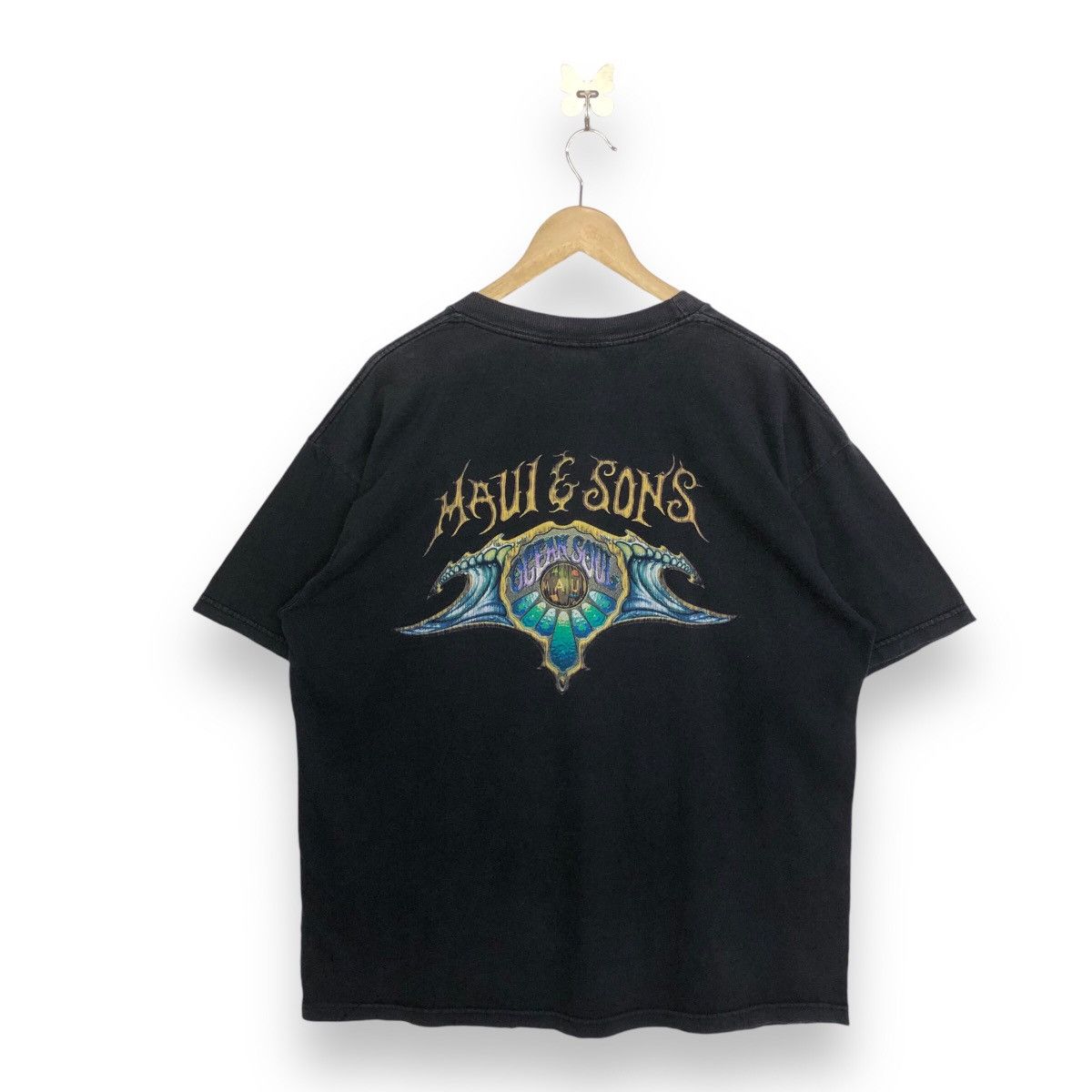 Maui and Sons × Vintage Vintage Maui And Sons Ocean Soul Backhitt Surfing Tshirt Size US XL / EU 56 / 4 - 1 Thumbnail