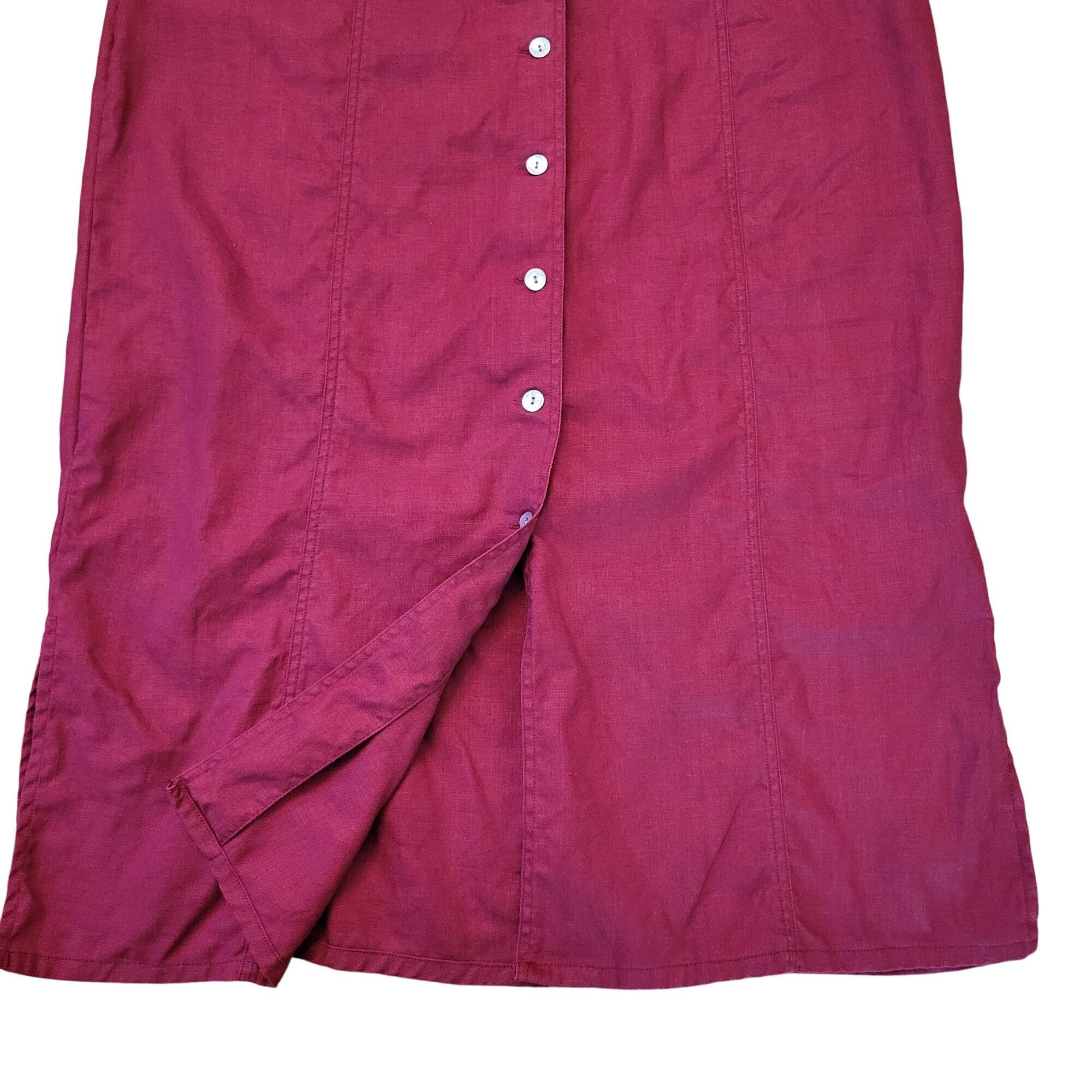 Woolrich Woolen Mills Woolrich L Pepper Red Linen Sleeveless Button Down Maxi Jump Size L / US 10 / IT 46 - 6 Thumbnail