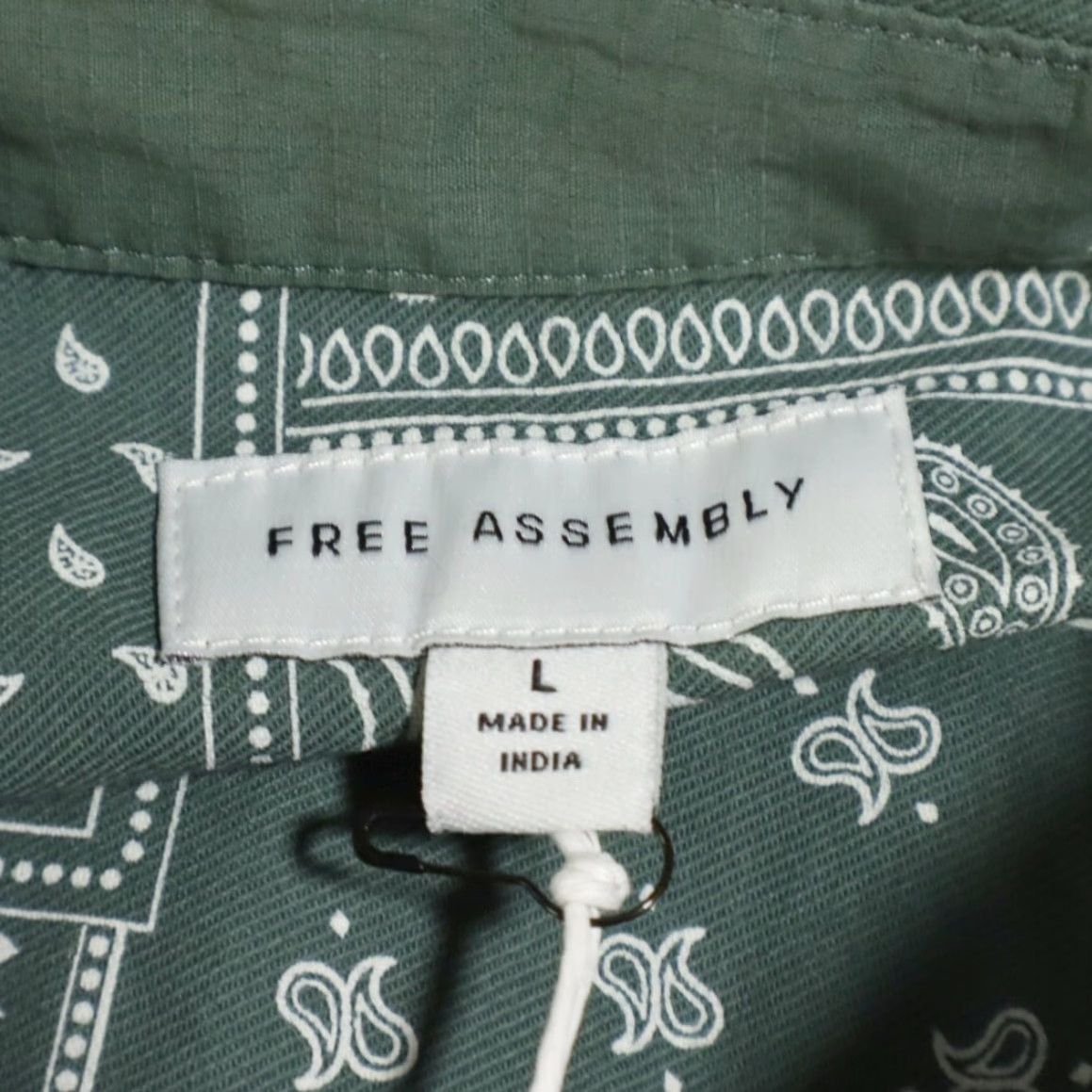 Vintage Free Assembly Mixed Media Overshirt Cotton All Over Print Long Sleeve Button Up Shirt Green Men's L Size US L / EU 52-54 / 3 - 5 Thumbnail