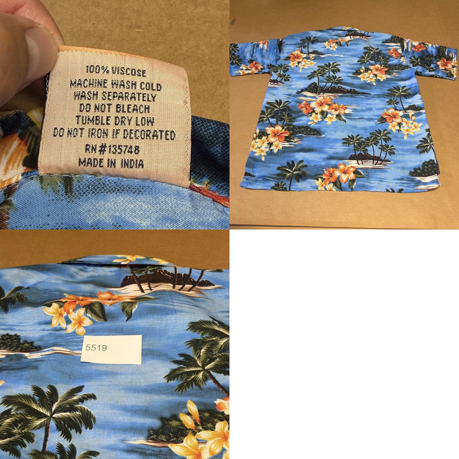 Vintage Salty Wave Hawaiian Shirt Mens XL Blue Floral Palm Tree Tropical Button Up - Short Sleeve - Casual Beachwear - 100% Viscose Size US XL / EU 56 / 4 - 8 Thumbnail