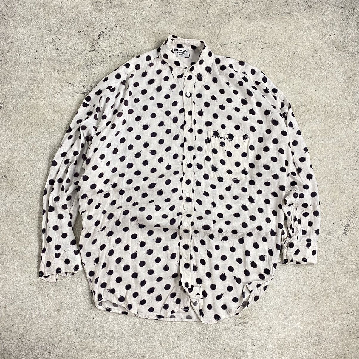 Balenciaga × Vintage BALENCIAGA Rayon Poladot Button up shirt Size L / US 10 / IT 46 - 1 Thumbnail