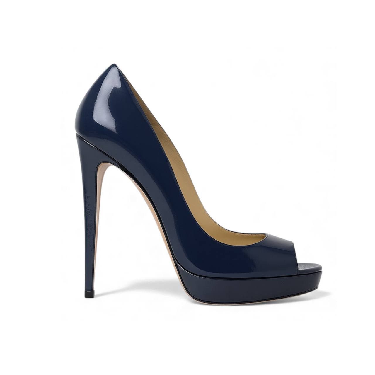 Prada PRADA NAVY PATERN LEATHER PLATFORM HEELS RARE SIZE 38.5 Size US 8.5 / IT 38.5 - 1 Thumbnail