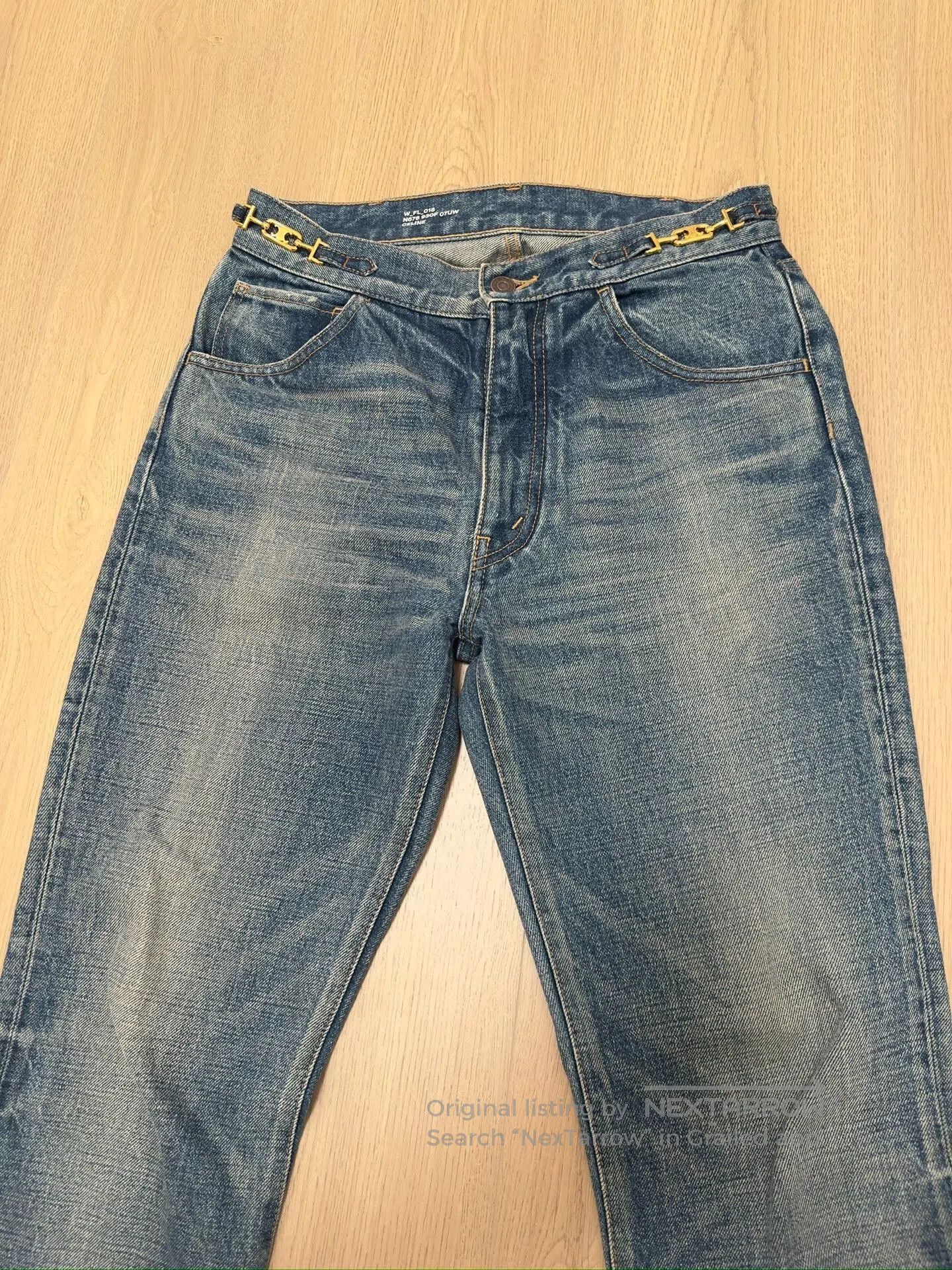 Celine CELINE Dylan Triomphe Gold Chain Flared Jeans 28. Size 28" / US 6 / IT 42 - 2 Thumbnail