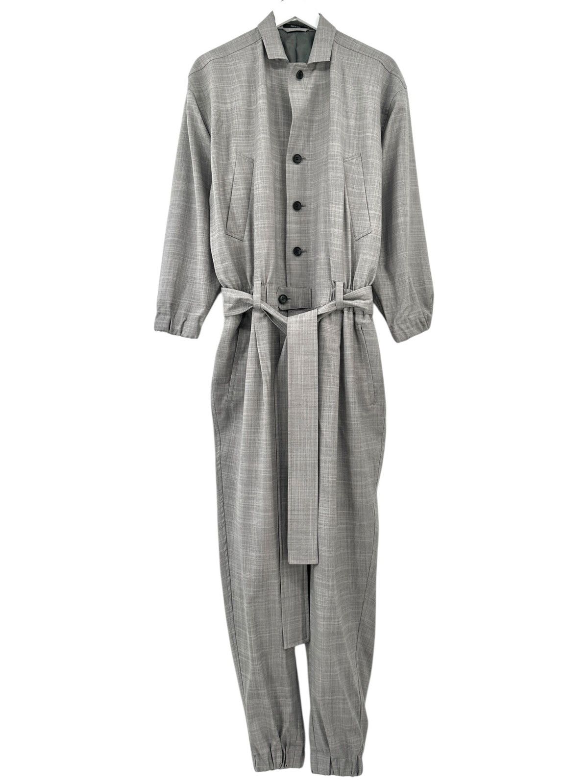 Issey Miyake SS18 Runway Gray Wool Long Sleeve Loose Fit Jumpsuit Size US 30 / EU 46 - 1 Thumbnail