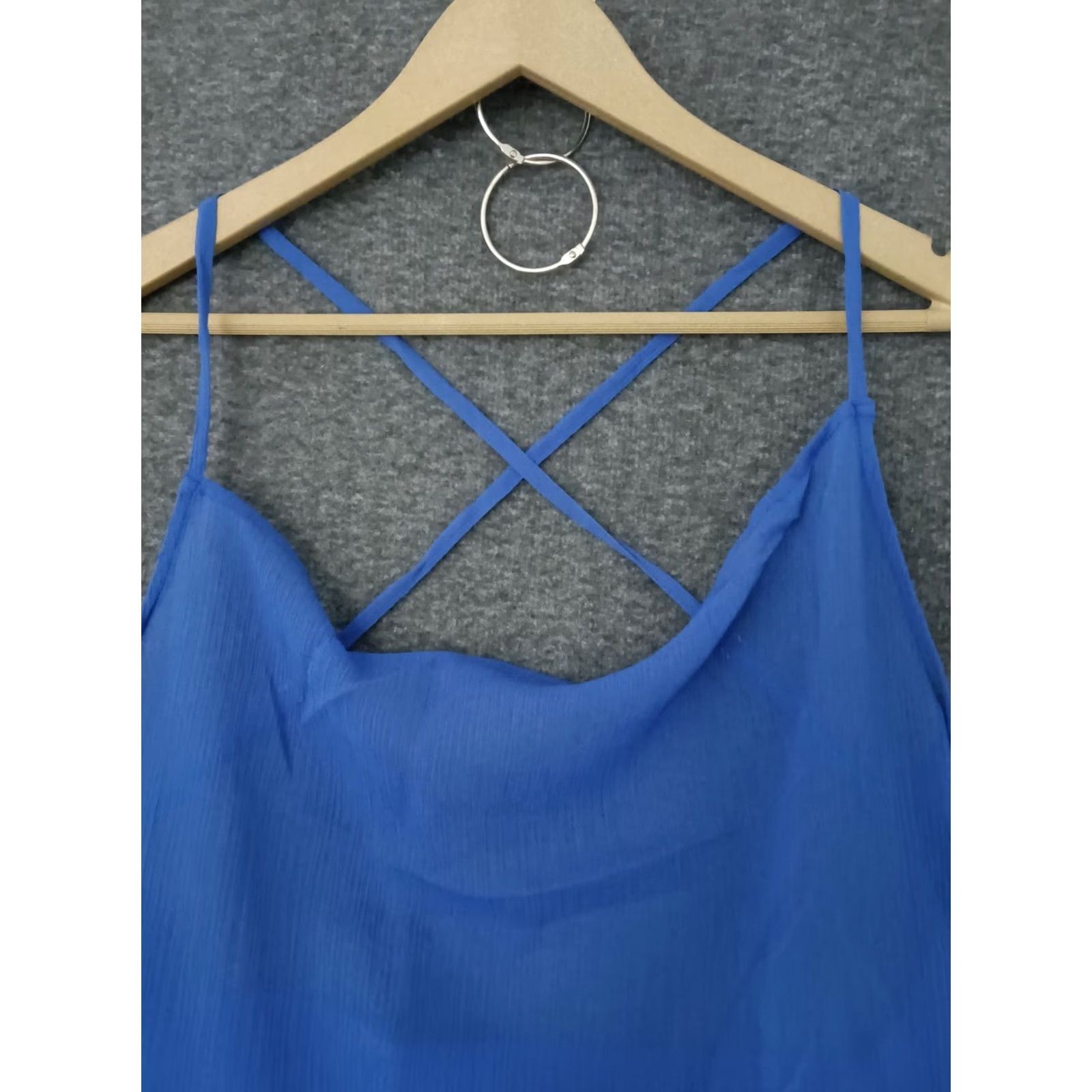 Swims Toluca Swim Blue Mini Cowl Neck Sheer Dress Dress Sleeveless Knee Length M Women Beach Solid Pattern Casual Size M / US 6-8 / IT 42-44 - 3 Thumbnail