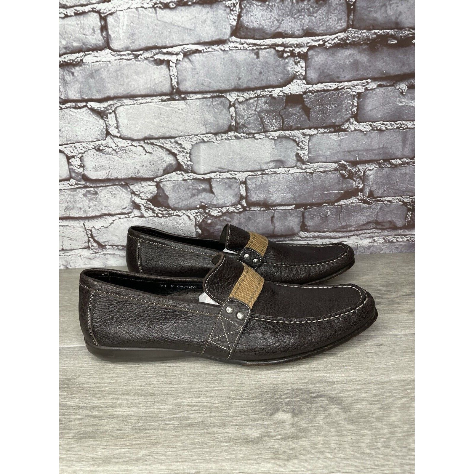 Donald Pliner Donald J. Pliner Brown Leather Slip On Casual Driving Shoes Size US 11 / EU 44 - 1 Thumbnail