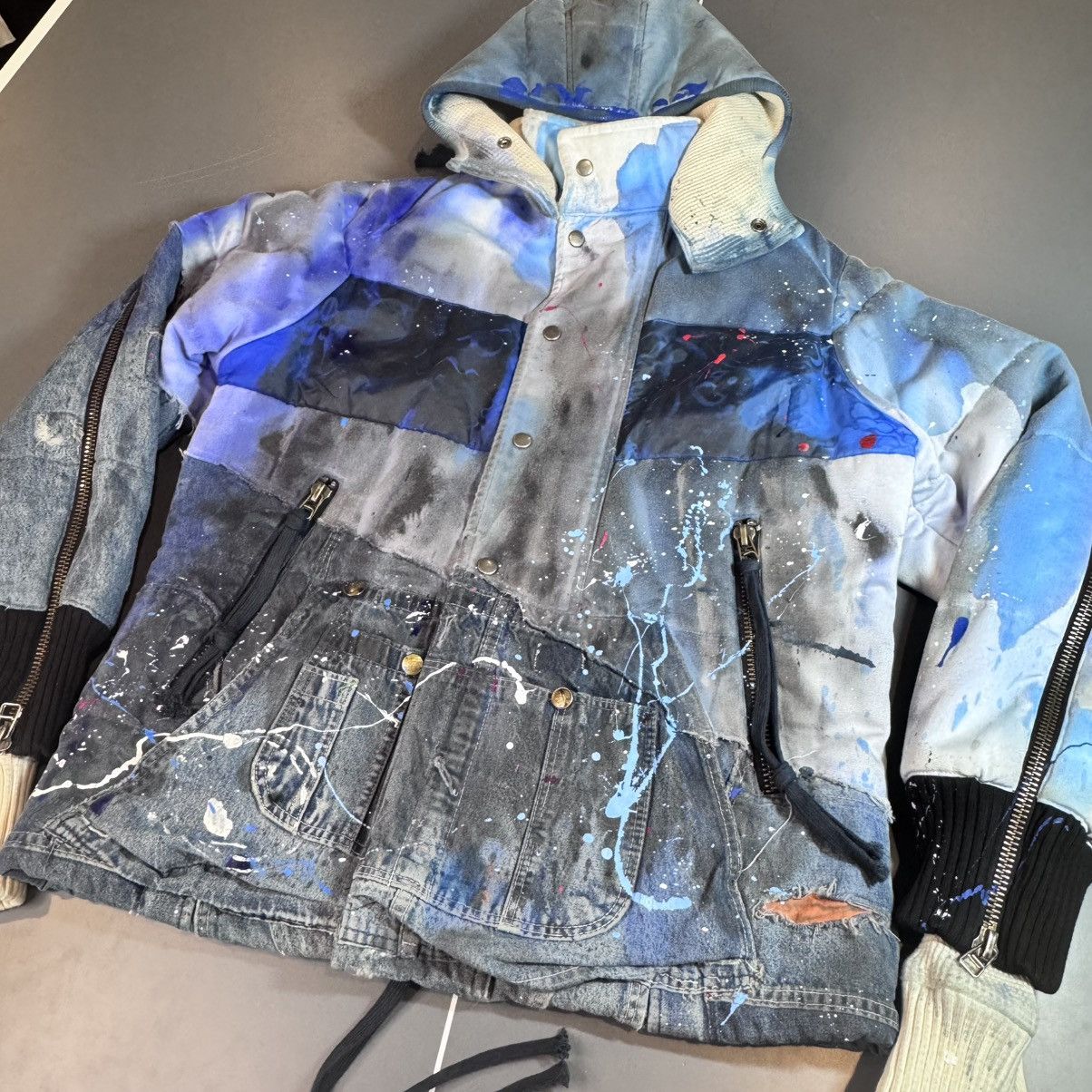 Greg Lauren Greg Lauren Blue GL painted retro puffy jacket FW19 Size US M / EU 48-50 / 2 - 2 Thumbnail