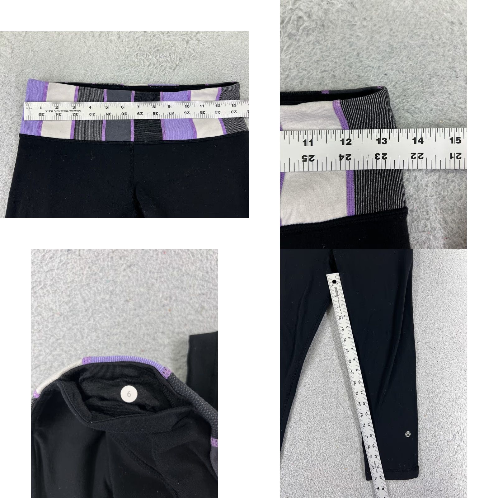 Lululemon Lululemon Leggings Capri 20" Inseam Purple Black Womens 6 Athletic Yoga Run Activewear Capris Tight Stretch Baggy Style: Capri Size 28" / US 6 / IT 42 - 8 Thumbnail