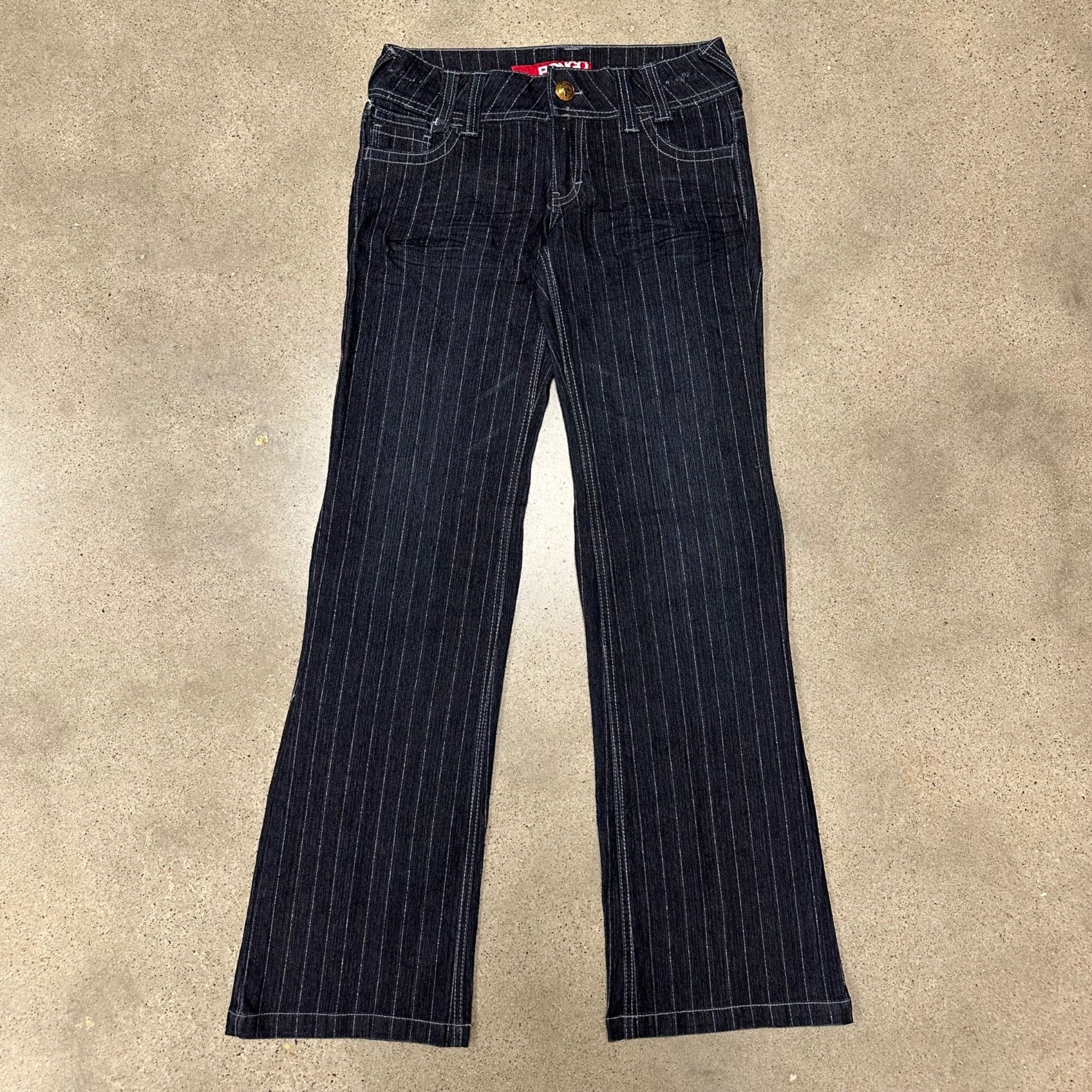 Vintage Vintage Y2K Bongo Striped Dark Wash Jeans Size 29" - 1 Thumbnail
