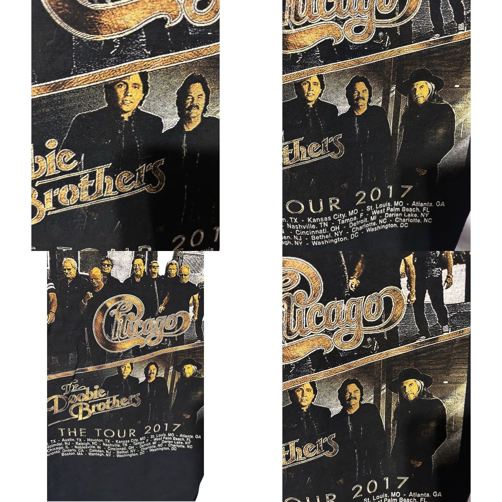 Gildan Chicago & The Dobie Brothers Tour 2017 Shirt Men Large Double Sided Black Crew Neck Short Sleeve T-Shirt Gildan Heavy Cotton Logo Rock Music Fans Mens Size US L / EU 52-54 / 3 - 10 Thumbnail