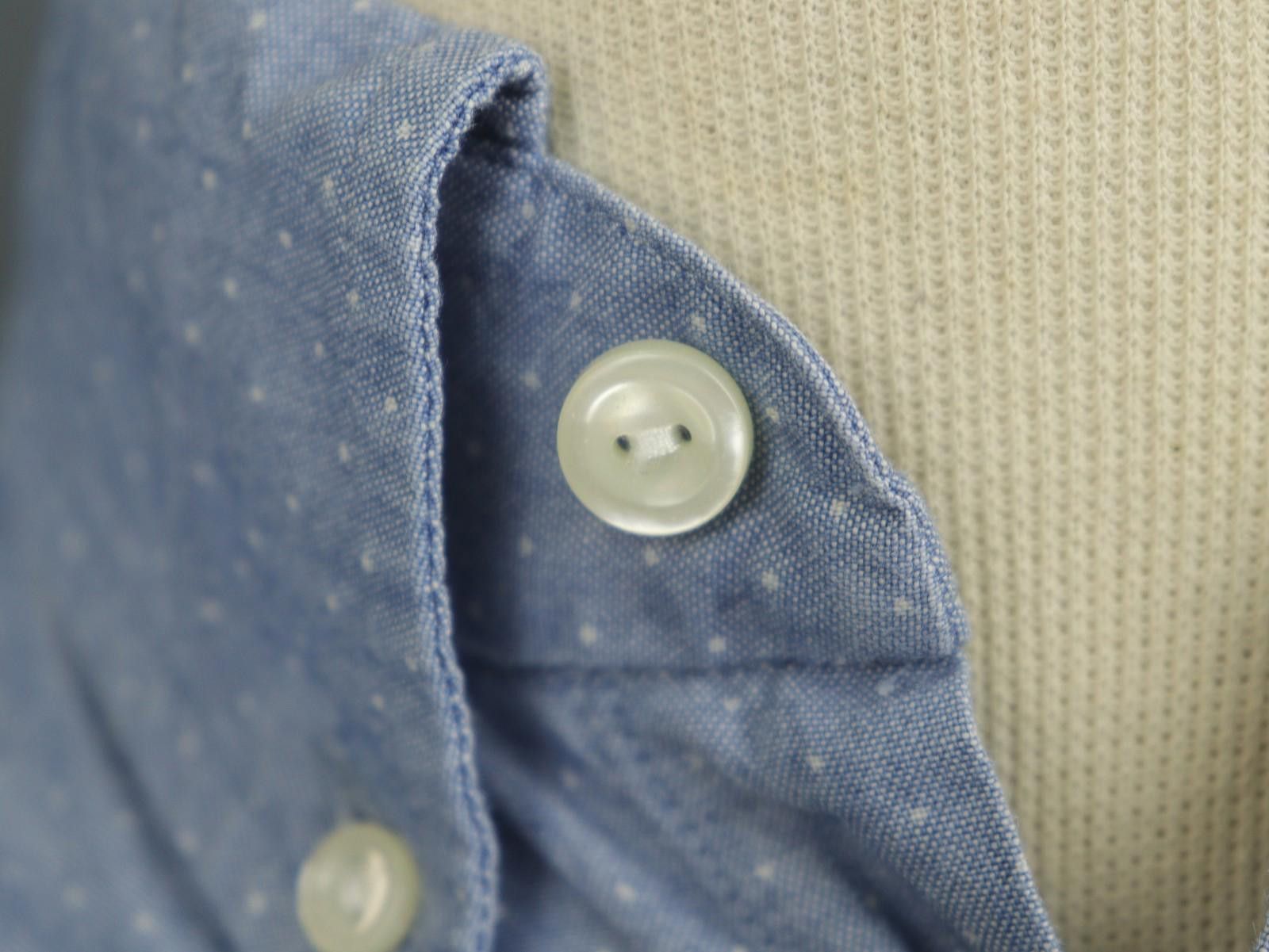 Eton Eton Blue Cotton Polka Dot Collared Dress Shirt Size 38 Size 38R - 5 Thumbnail