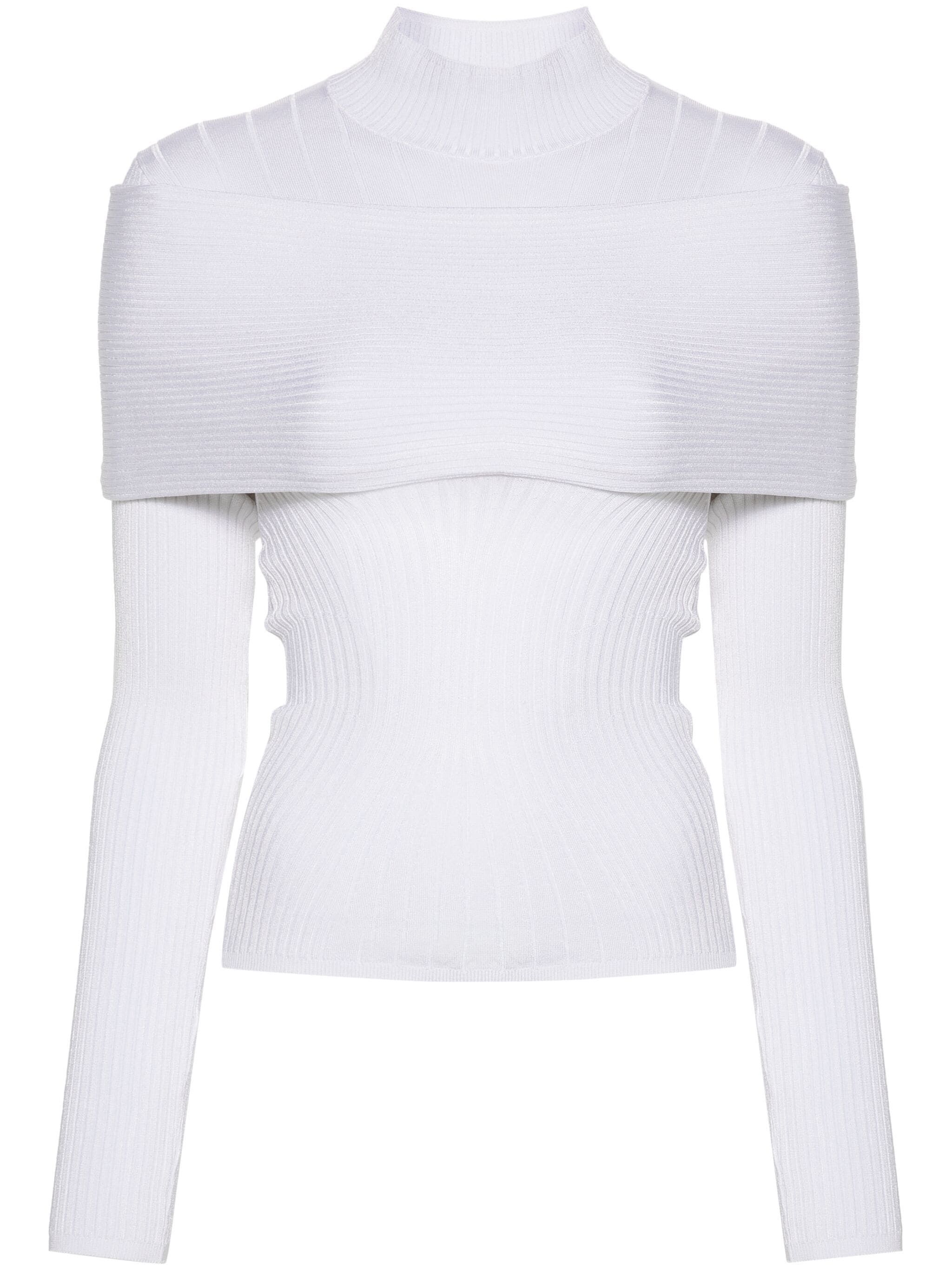 Mugler o1s22i1n1024 Long-Sleeved Top in White Size L / US 10 / IT 46 - 1 Thumbnail