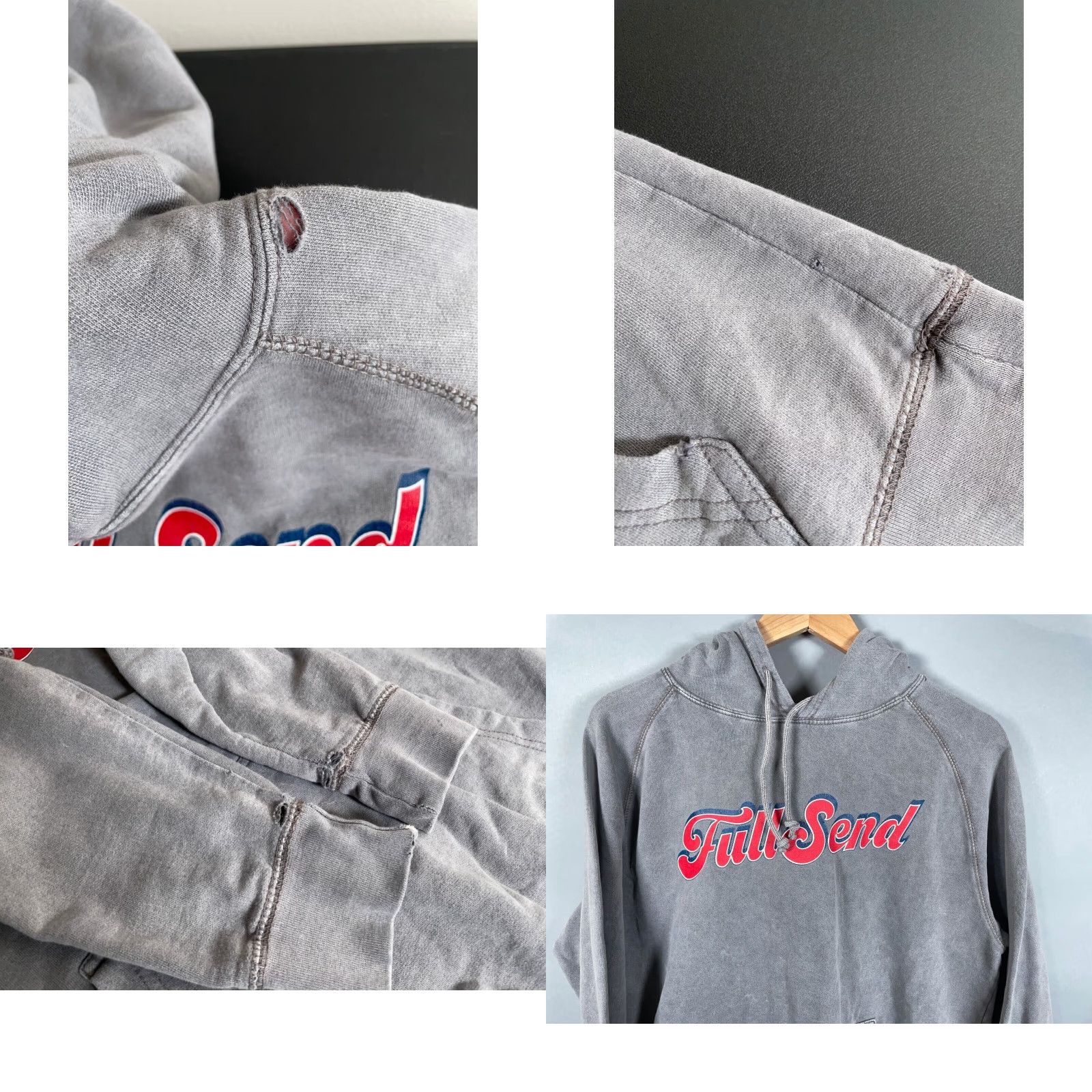 Vintage VINTAGE Full Send Hoodie Shirt Adult Medium Gray Distressed Pumpkin Graphic 90s? Size US M / EU 48-50 / 2 - 8 Thumbnail