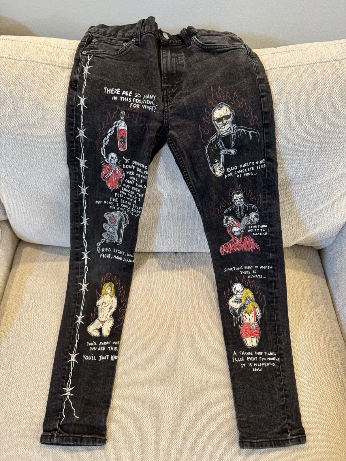 Warren Lotas Hand painted Denim Size US 29 - 1 Thumbnail