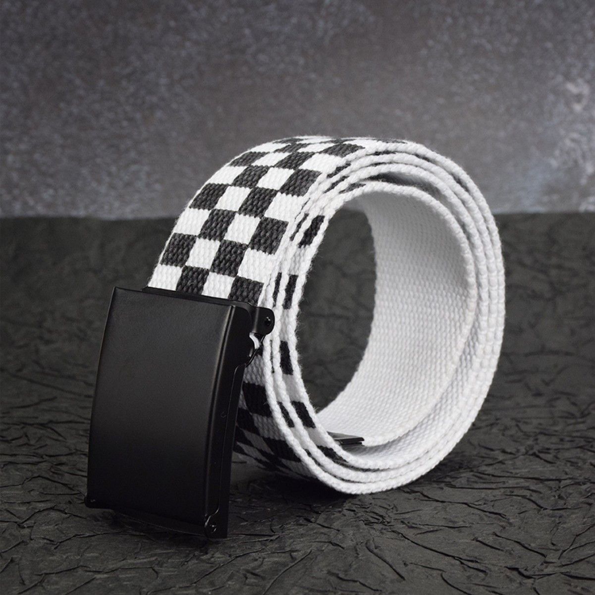Japanese Brand × Vintage Black & White Checker Canvas Belt Size ONE SIZE - 2 Thumbnail