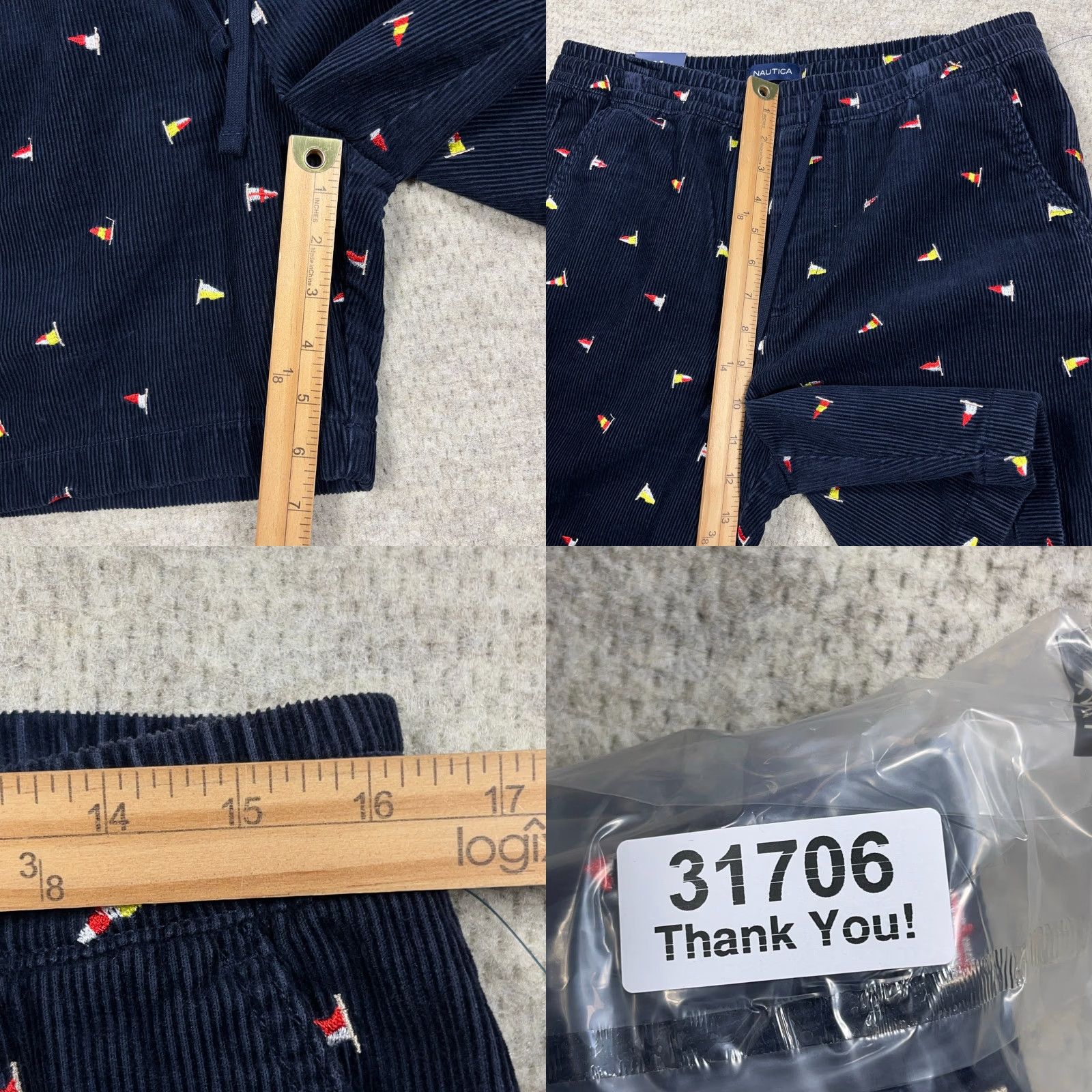 Nautica Nautica Corduroy Shorts Men Medium Navy Blue Sail Boat AOP Preppy Beach Boat NEW Size US 31 - 9 Thumbnail