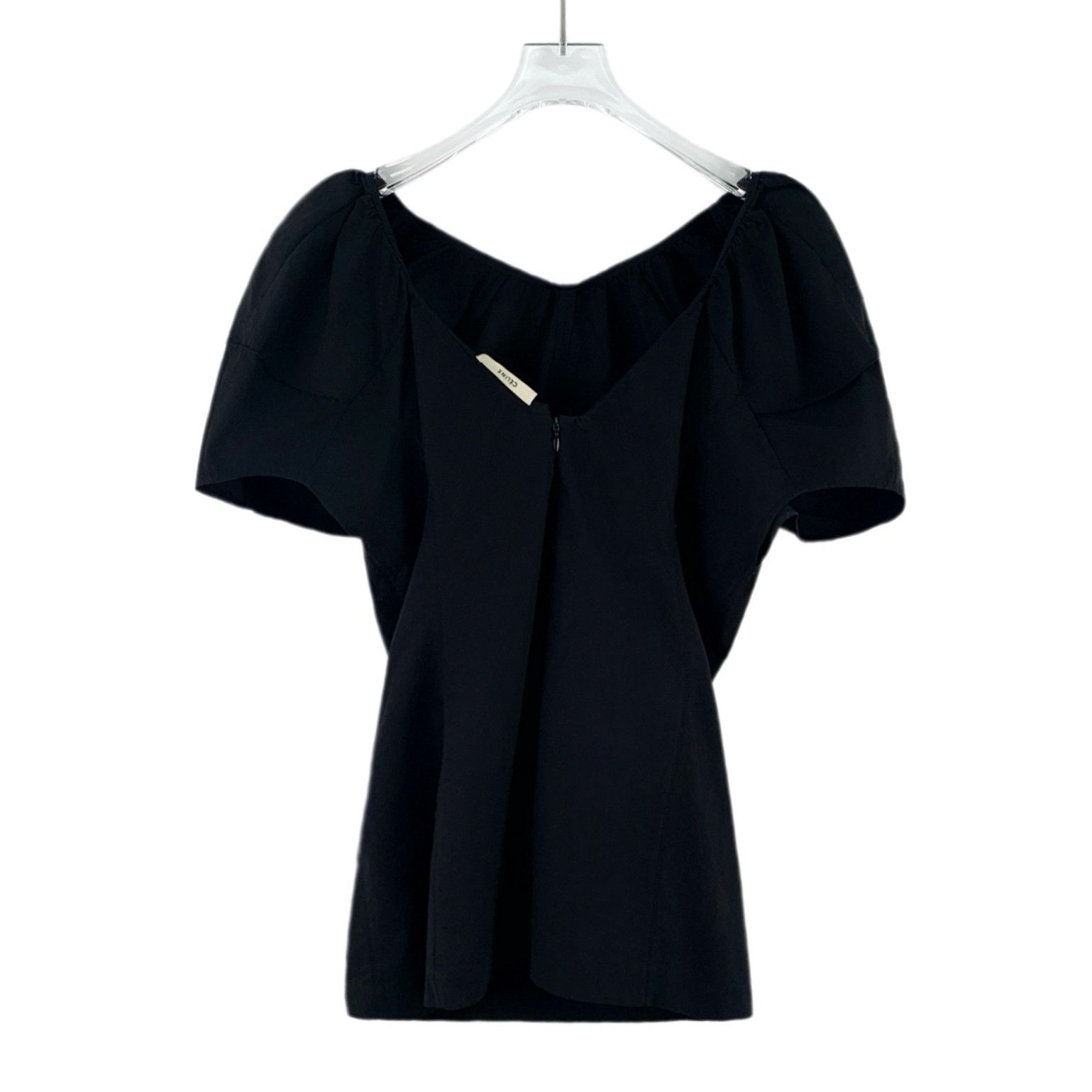 Celine Celine Puff Sleeve V-Neck Top Black (36) Size XS / US 0-2 / IT 36-38 - 2 Thumbnail