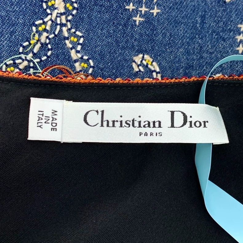 Dior Dior Color-blocked floral embroidered tassel cotton denim Size XS / US 0-2 / IT 36-38 - 5 Thumbnail