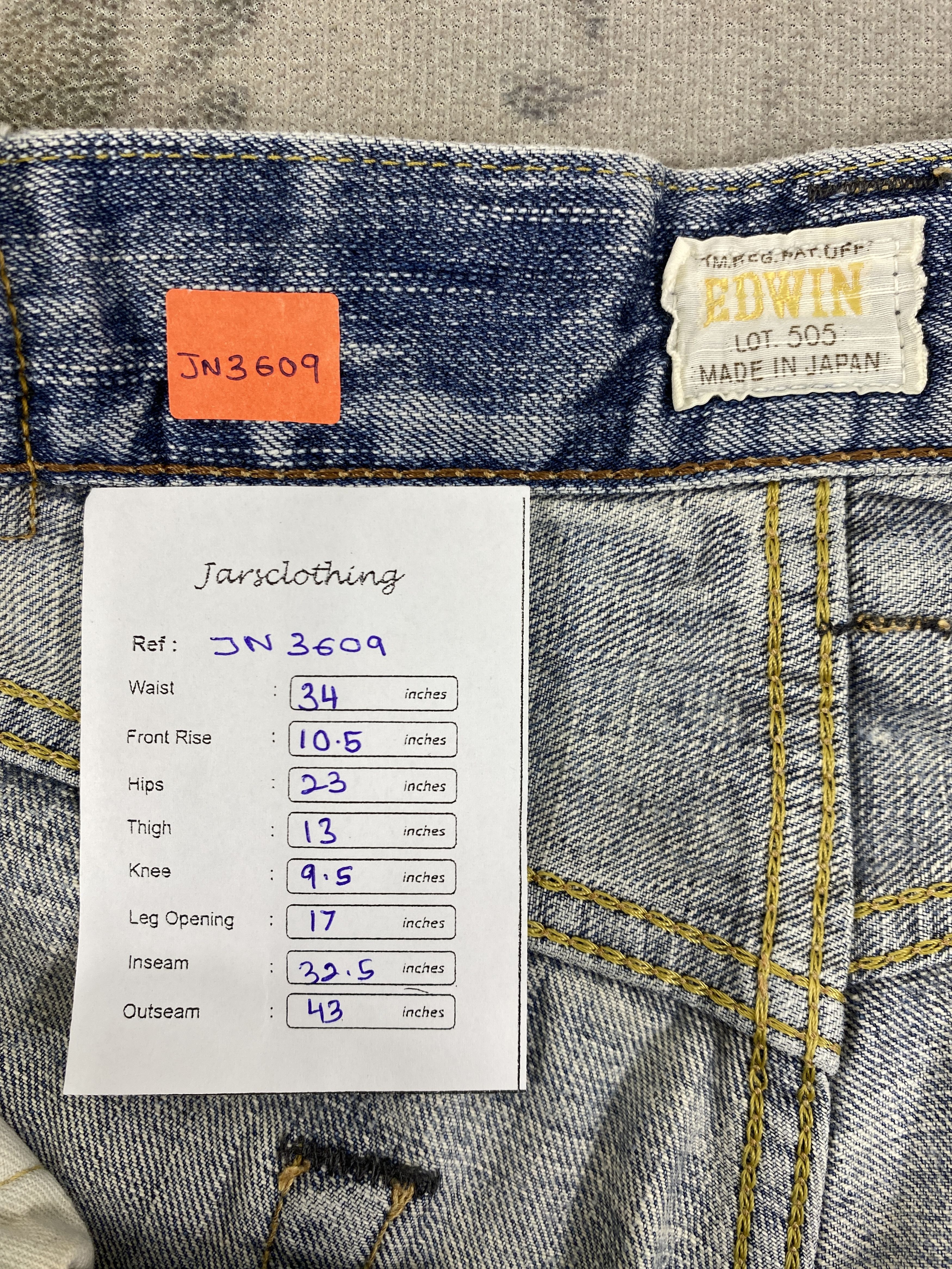 Edwin 🔥VINTAGE EDWIN 505 SELVEDGE DENIM JEANS 34x32.5- JN3609 Size US 34 / EU 50 - 8 Thumbnail