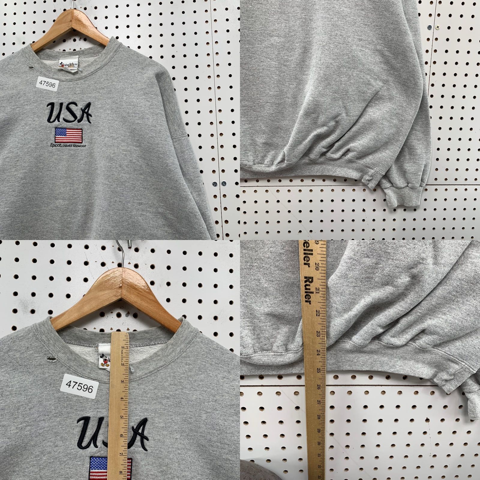 Disney VINTAGE Disney Epcot Sweatshirt Mens XL Gray Fleece Distressed Embroidered Size US XL / EU 56 / 4 - 8 Thumbnail