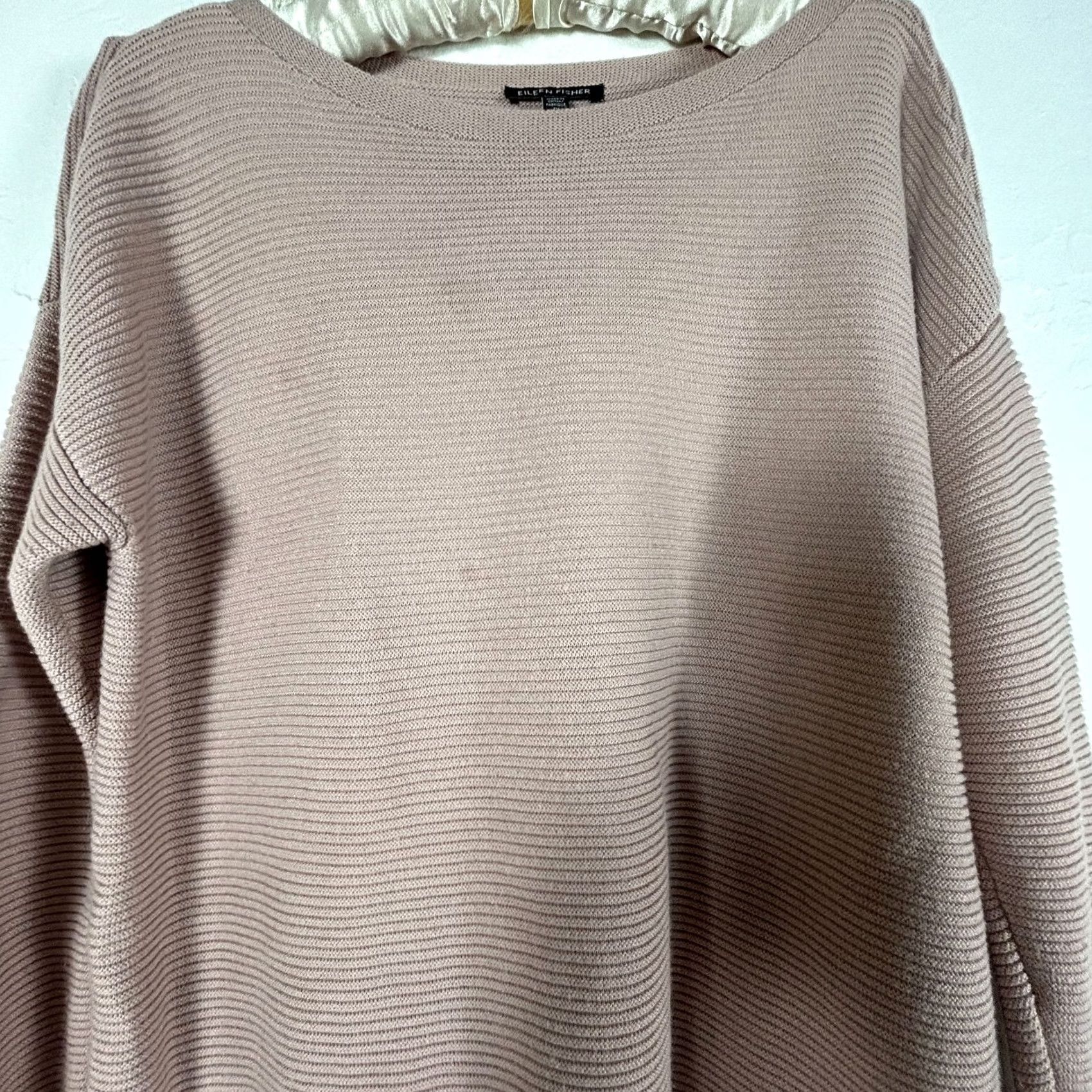 Eileen Fisher VINTAGE Eileen Fisher Sweater Shirt Womens Pullover Pink Small Silk Cashmere Ribbed Boat Neck Tunic Knit Long Sleeve Slips Solid 1990s? Size S / US 4 / IT 40 - 2 Thumbnail