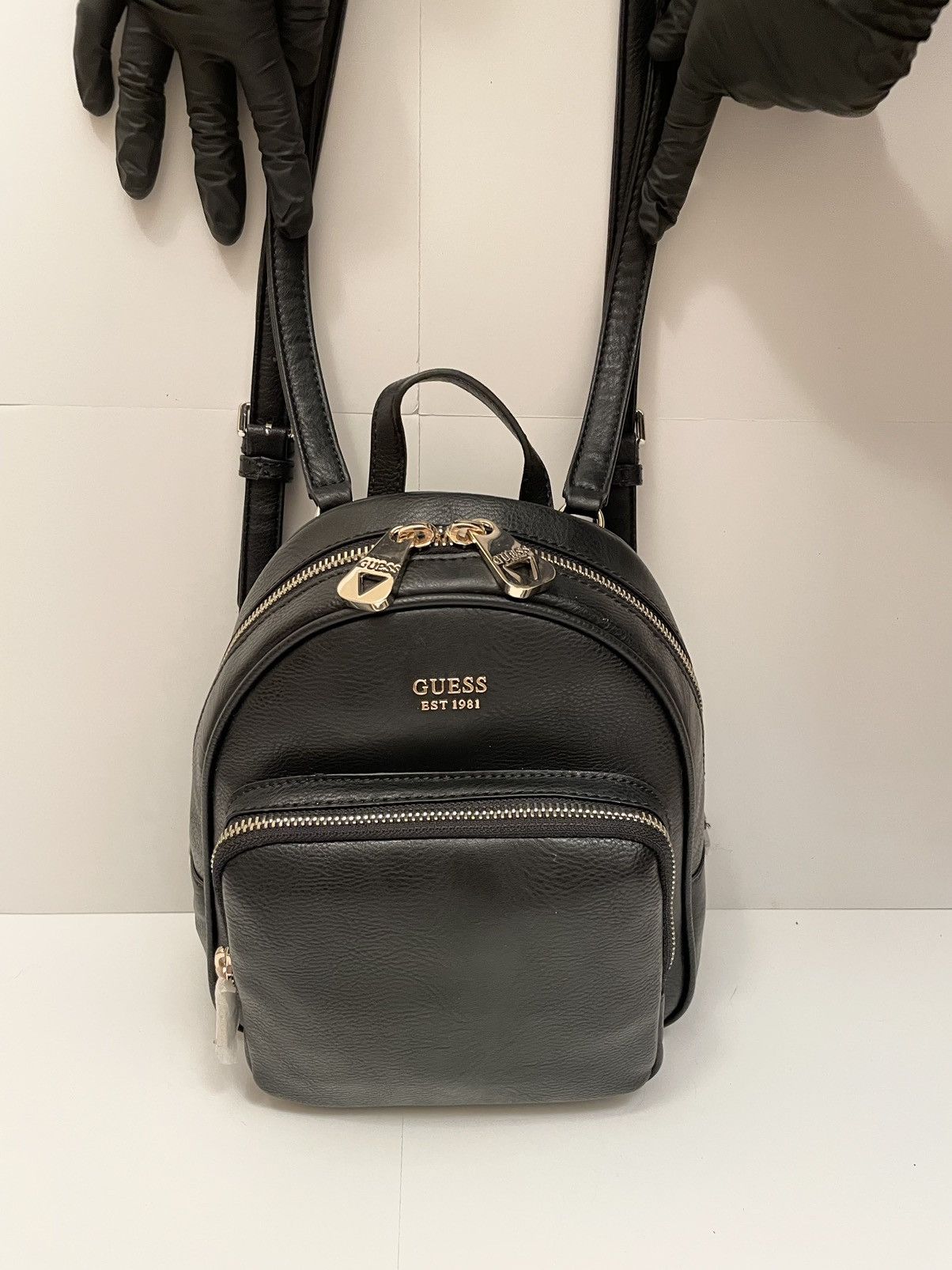 Guess GUESS Small Black & Gold Backpack Size ONE SIZE - 2 Thumbnail