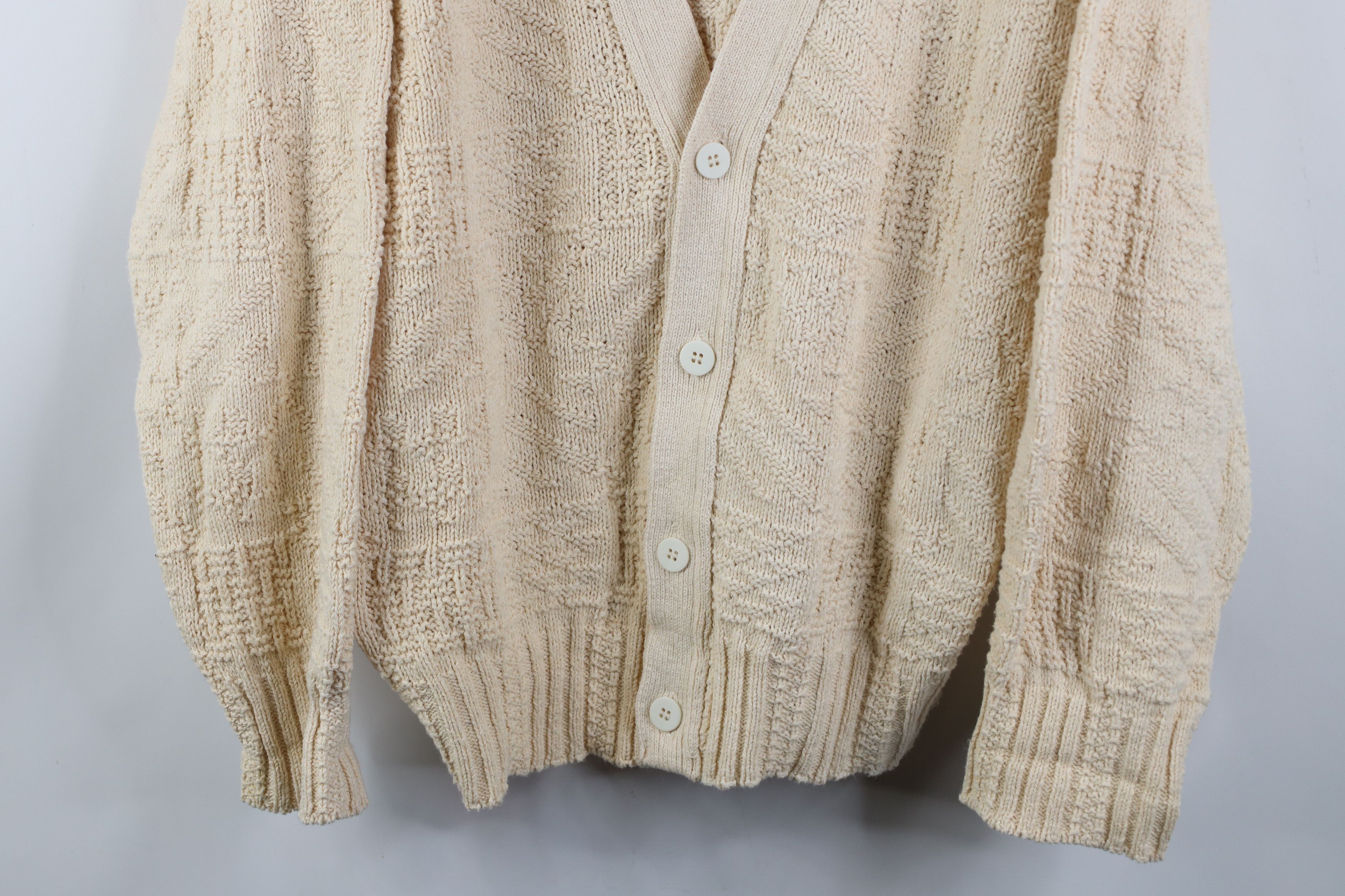 Vintage Vintage 90s Streetwear Geometric Cardigan Sweater Beige USA Size US XL / EU 56 / 4 - 3 Thumbnail