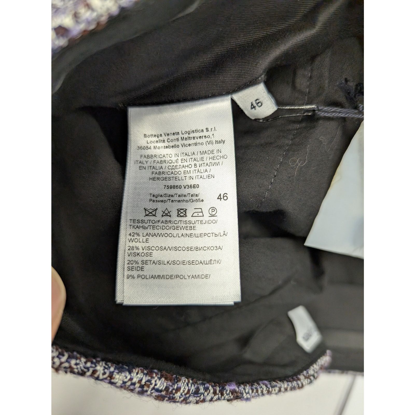 Bottega Veneta o1rshd1 Multicol Wool Viscose Trousers Pants Lilac/Bordeaux Size US 30 / EU 46 - 13 Thumbnail