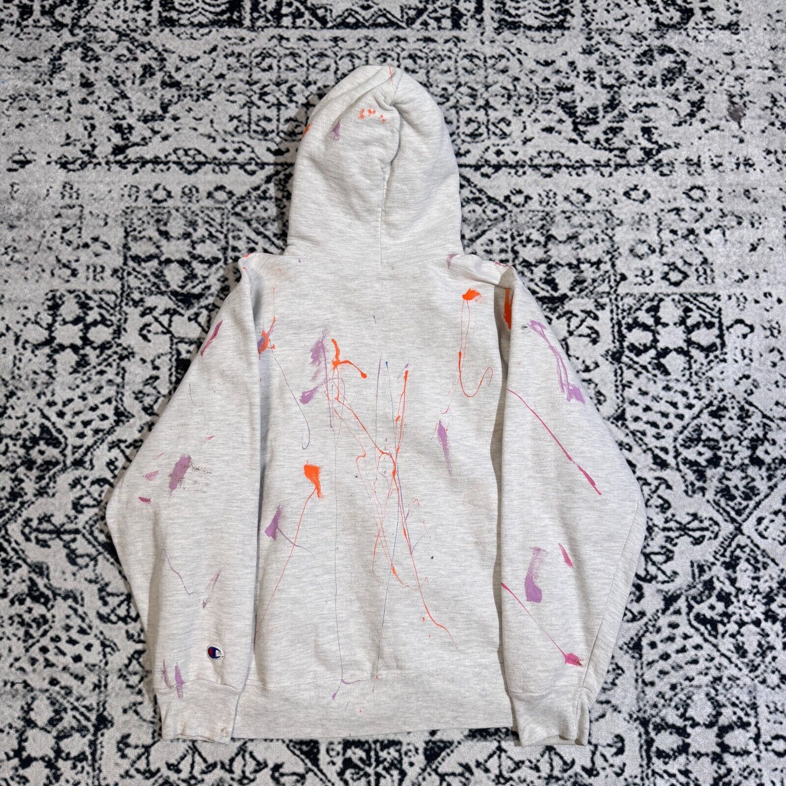 Champion × Vintage Champion Unisex Grey Cotton Hoodie Size S Paint Splatter Size US S / EU 44-46 / 1 - 12 Thumbnail