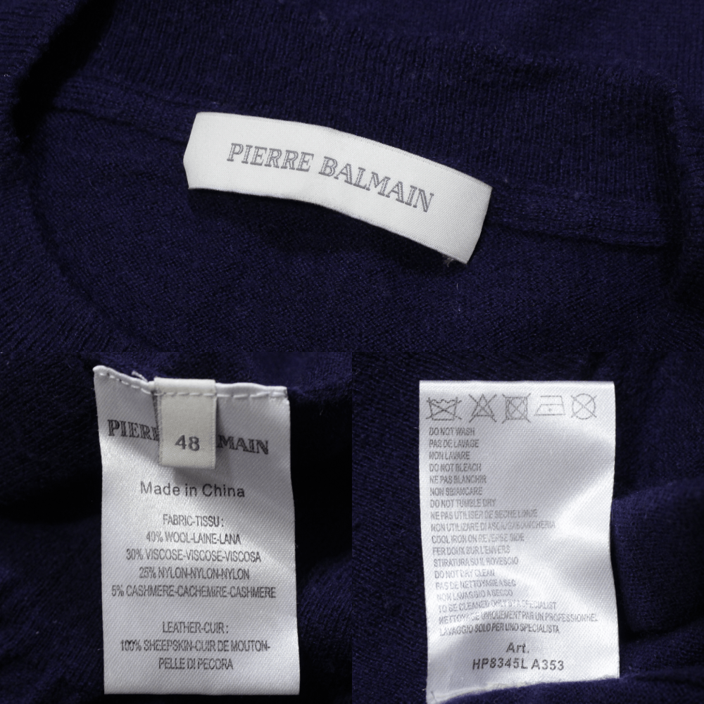 Balmain Wool Blend Leather Stripes Sweater Size US M / EU 48-50 / 2 - 8 Thumbnail