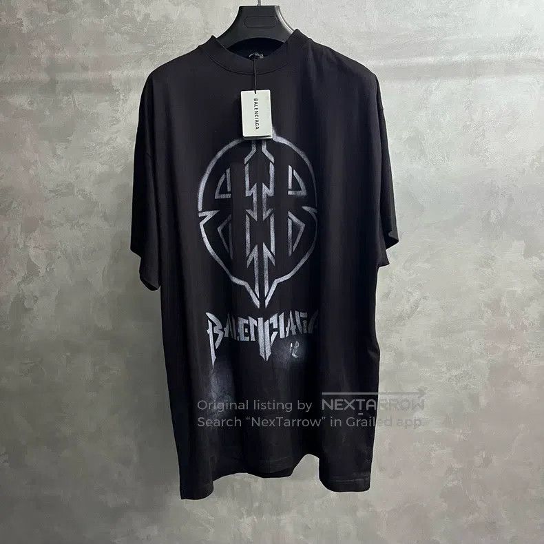 Balenciaga Balenciaga Black Printed Pattern Round Neck Loose Straight Size US L / EU 52-54 / 3 - 1 Thumbnail