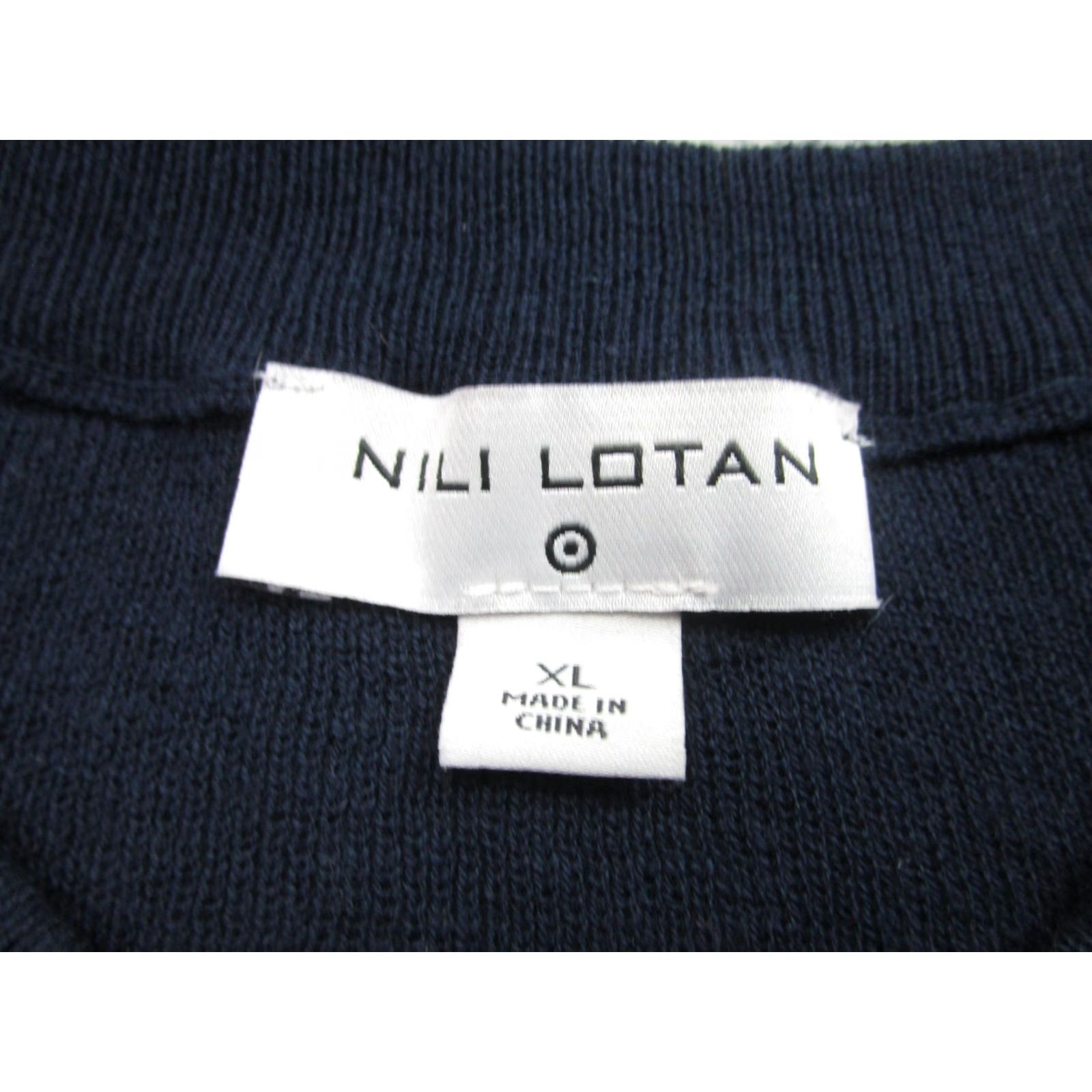 Nili Lotan VINTAGE Nili Lotan Target Sweater Women XL Navy Striped Knit Pullover Cotton Cashmere Wool Womens Size XL / US 12-14 / IT 48-50 - 4 Thumbnail