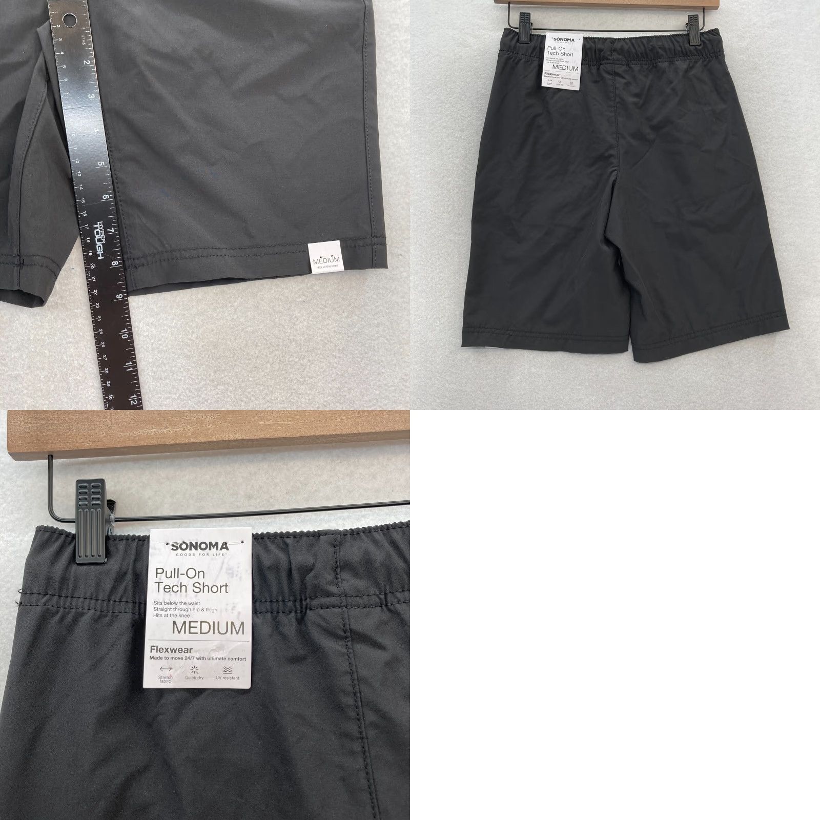 Vintage Sonoma Flexwear Tech Shorts Mens Medium Black Stretch Drawstring Pull On NWT Size US 31 - 8 Thumbnail