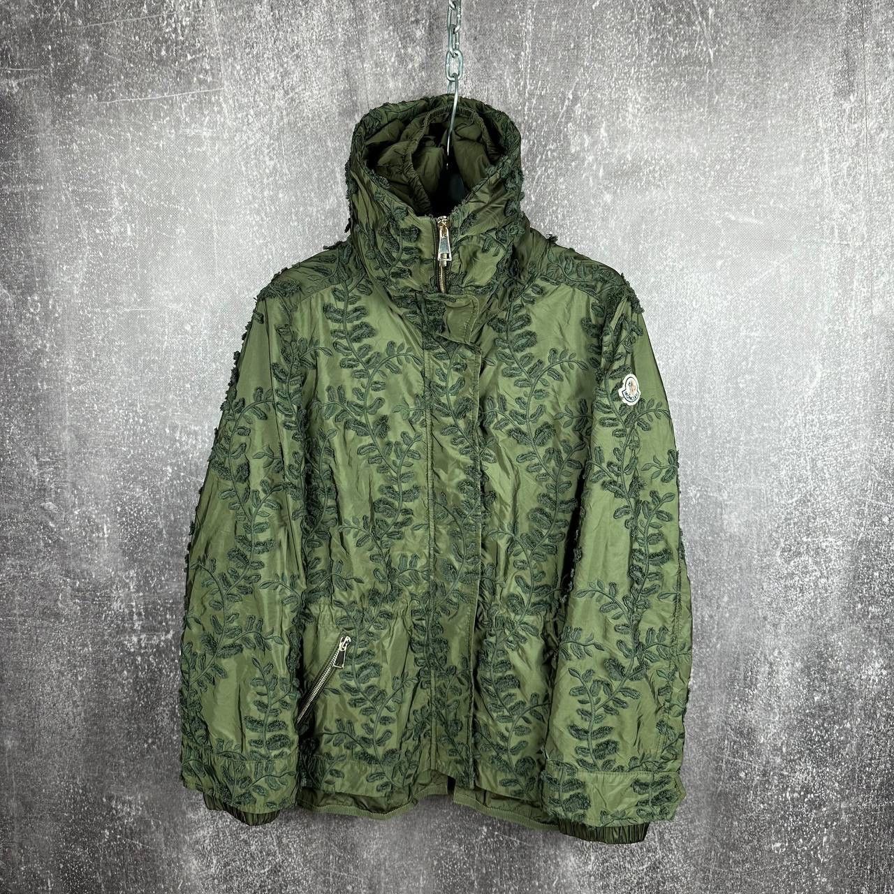 image of Moncler Giubbotto Floral Hooded Jacket Rrp 2250$ in Green, Women's (Size Medium)