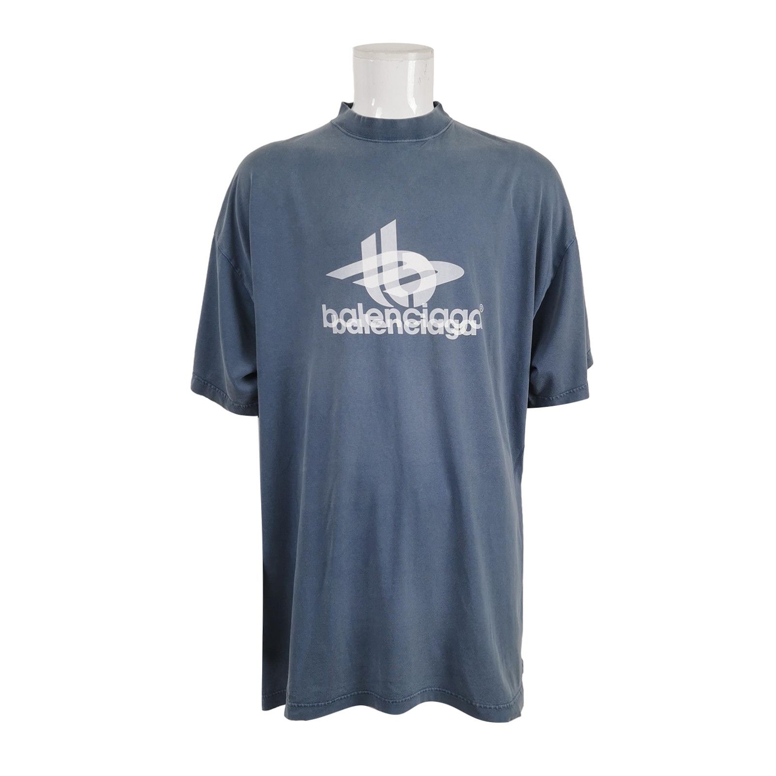 Balenciaga Balenciaga Logo Print Cotton T-shirt S Blue Size US S / EU 44-46 / 1 - 1 Thumbnail