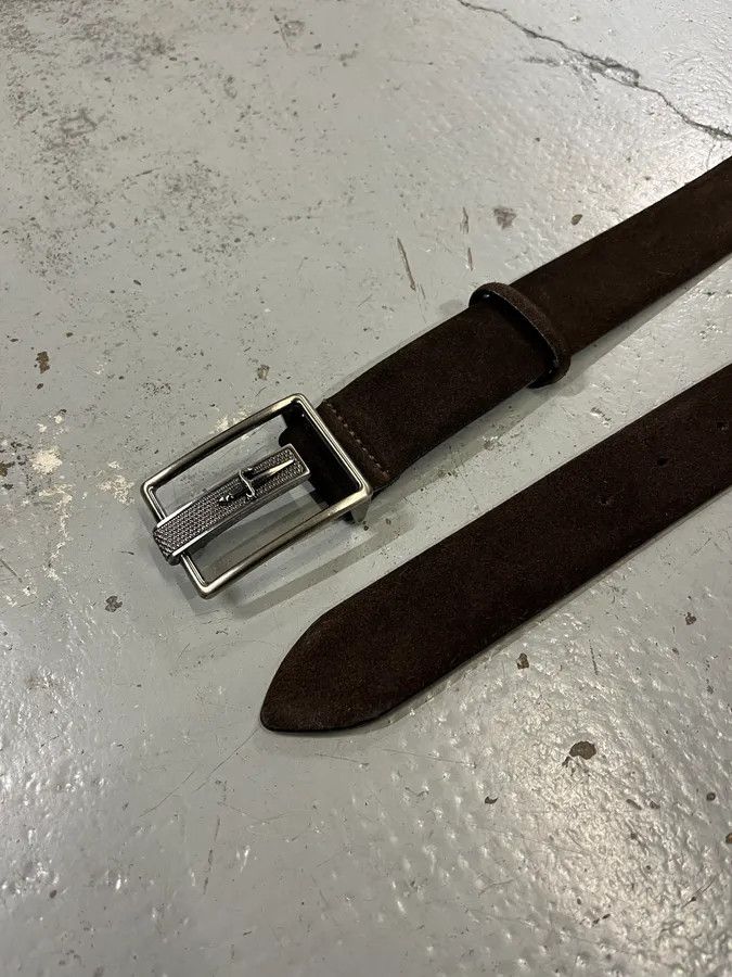 Vintage Cesare Paciotti Dagger Buckle Dark Brown Suede Leather Belt Size ONE SIZE - 4 Thumbnail