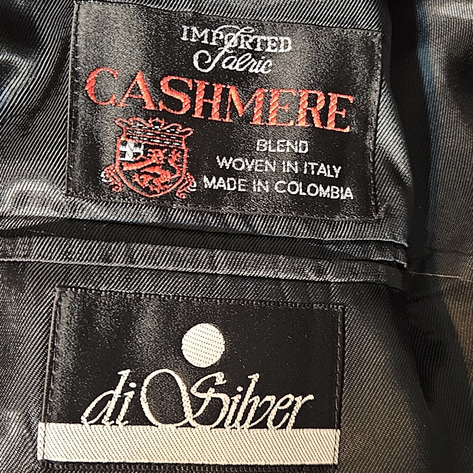 Di Bianco di Silver ITALY 50 Men's Cashmere Coat Topcoat Black 41L Size US M / EU 48-50 / 2 - 2 Thumbnail