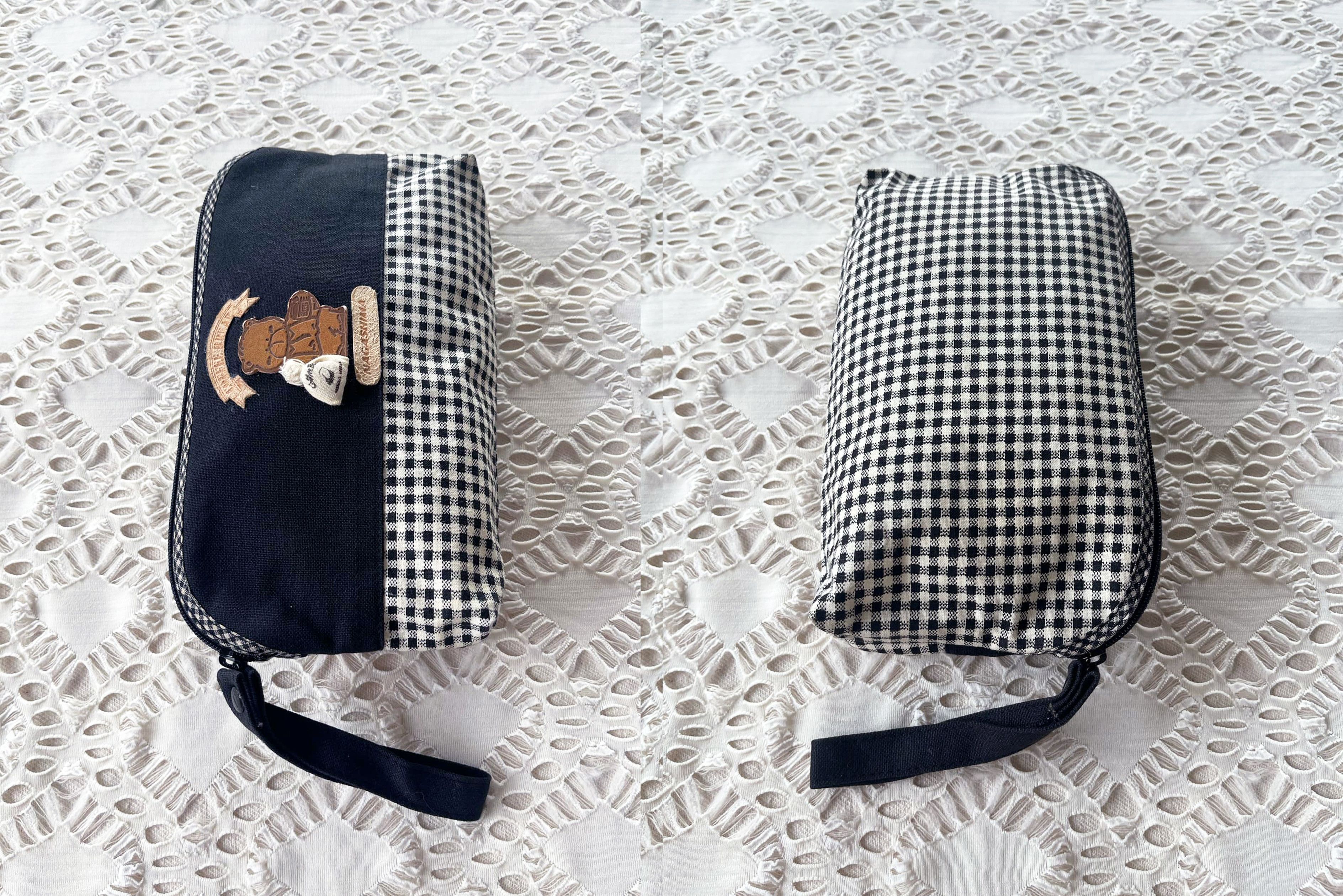 Vintage 80s black and White Gingham Cutie cosmetic bag with strap Size ONE SIZE - 5 Thumbnail