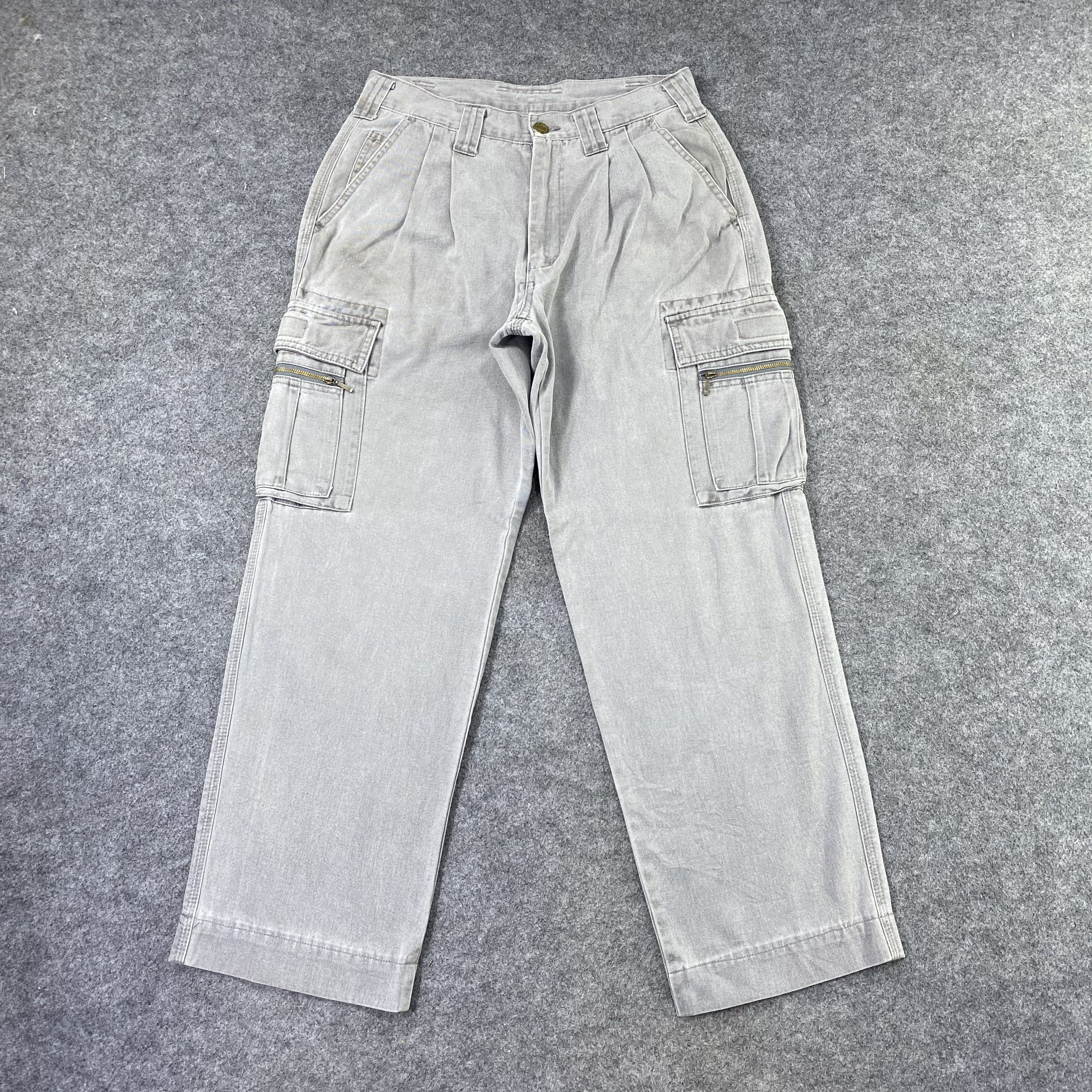 Japanese Brand Gran Cisco Faded Grey Cargo Pants - C022 Size US 29 - 1 Thumbnail
