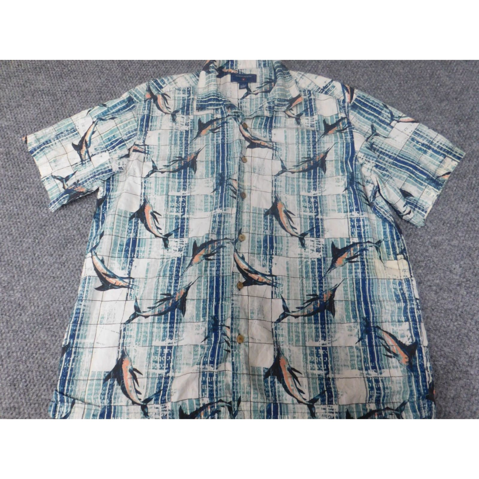 Vintage Saddlebred Shirt Button-Up Blue Short Sleeve Collared Knit Cotton Logo Pocket Men L Classic Regular Size US L / EU 52-54 / 3 - 2 Thumbnail
