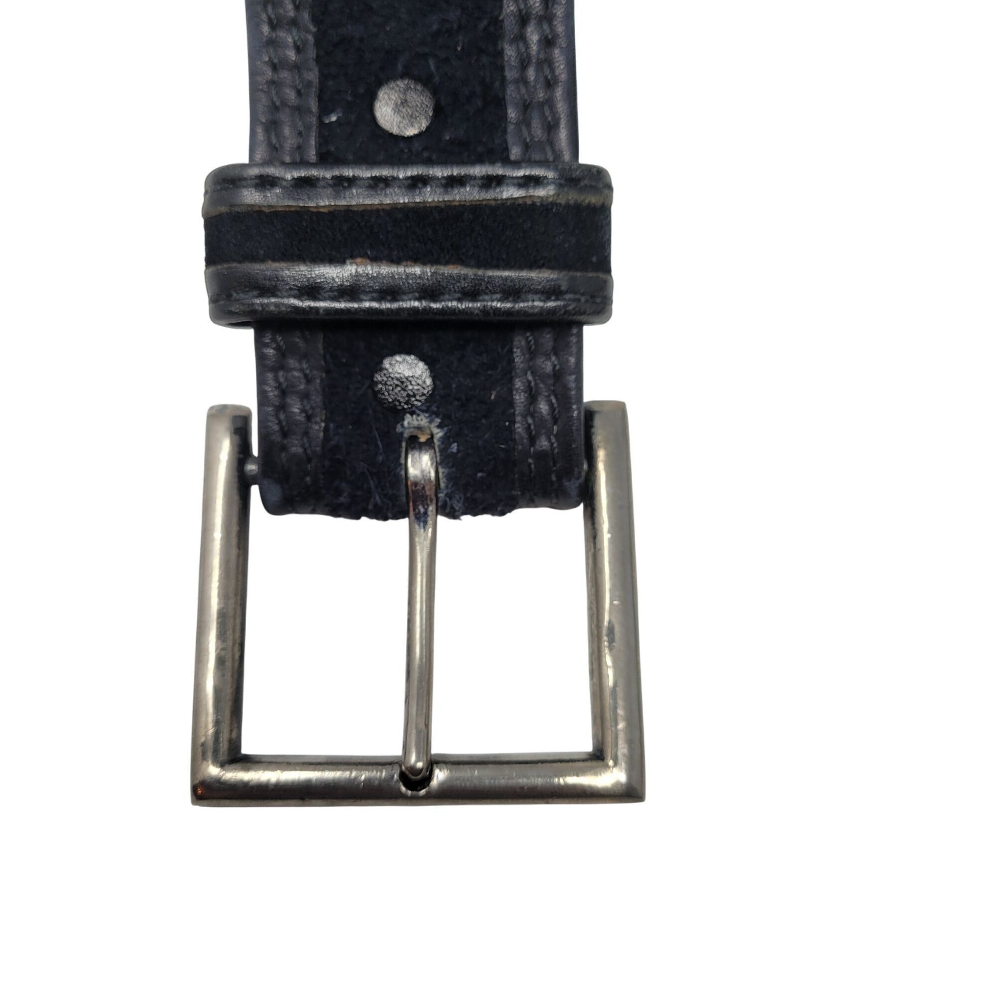 Other Vintage Mens Thick Rugged 38" Steerhide Leather Belt Black H Size 38 - 2 Thumbnail