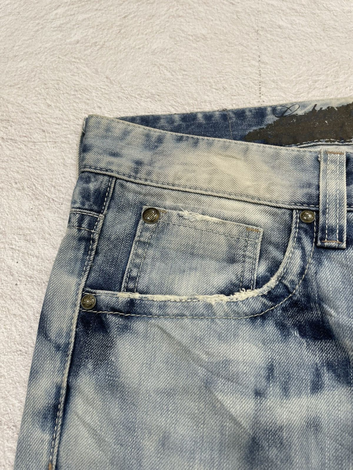 Hysteric Glamour 2000s Acid Wash Distressed Light Blue Jeans Y2K Size US 33 - 5 Thumbnail