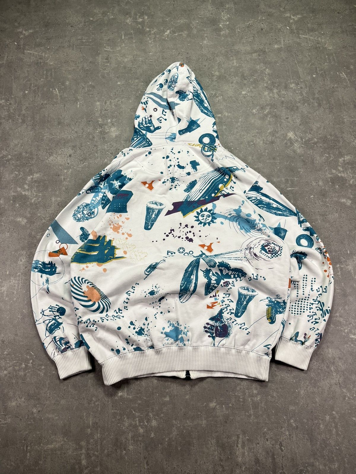 Live Mechanics 00s Live Mechanics AOP Printed Baggy Zip Hoodie XL Rare Size US XL / EU 56 / 4 - 2 Thumbnail