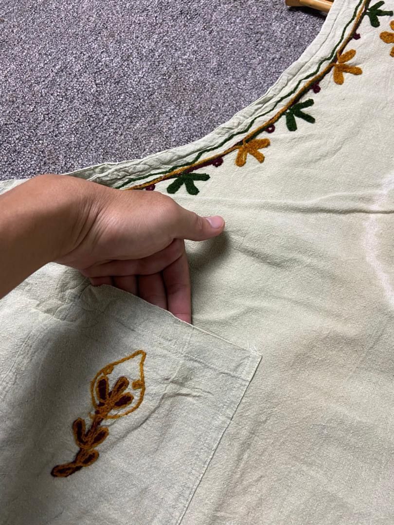 Japanese Brand Jagannath Embroidered Apron Long Dress (180) Size ONE SIZE - 6 Thumbnail