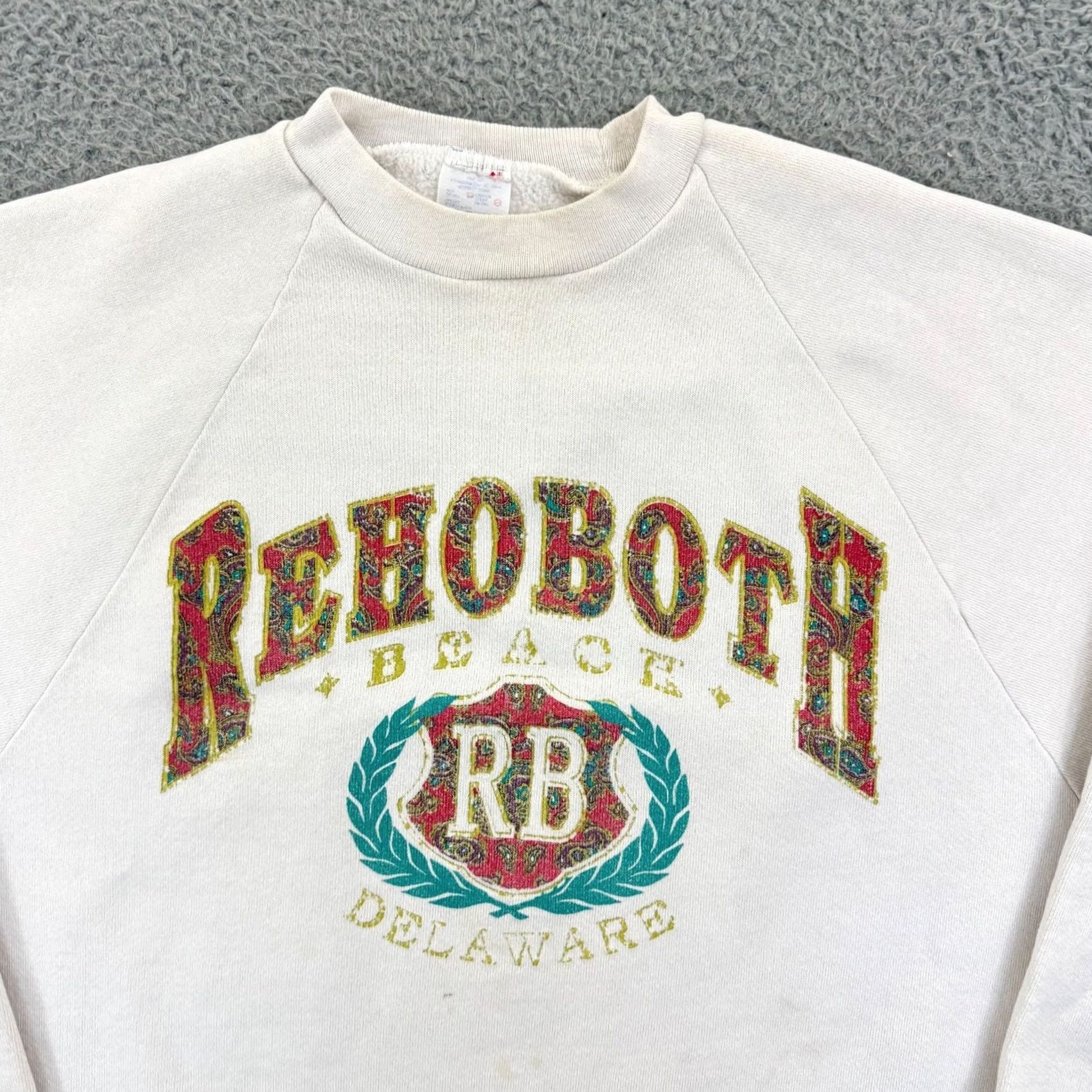 Jerzees VINTAGE Rehoboth Beach Sweatshirt Men M White Long Sleeve Pullover Logo USA 90s Beach Classic Graphic Print Size US M / EU 48-50 / 2 - 3 Thumbnail