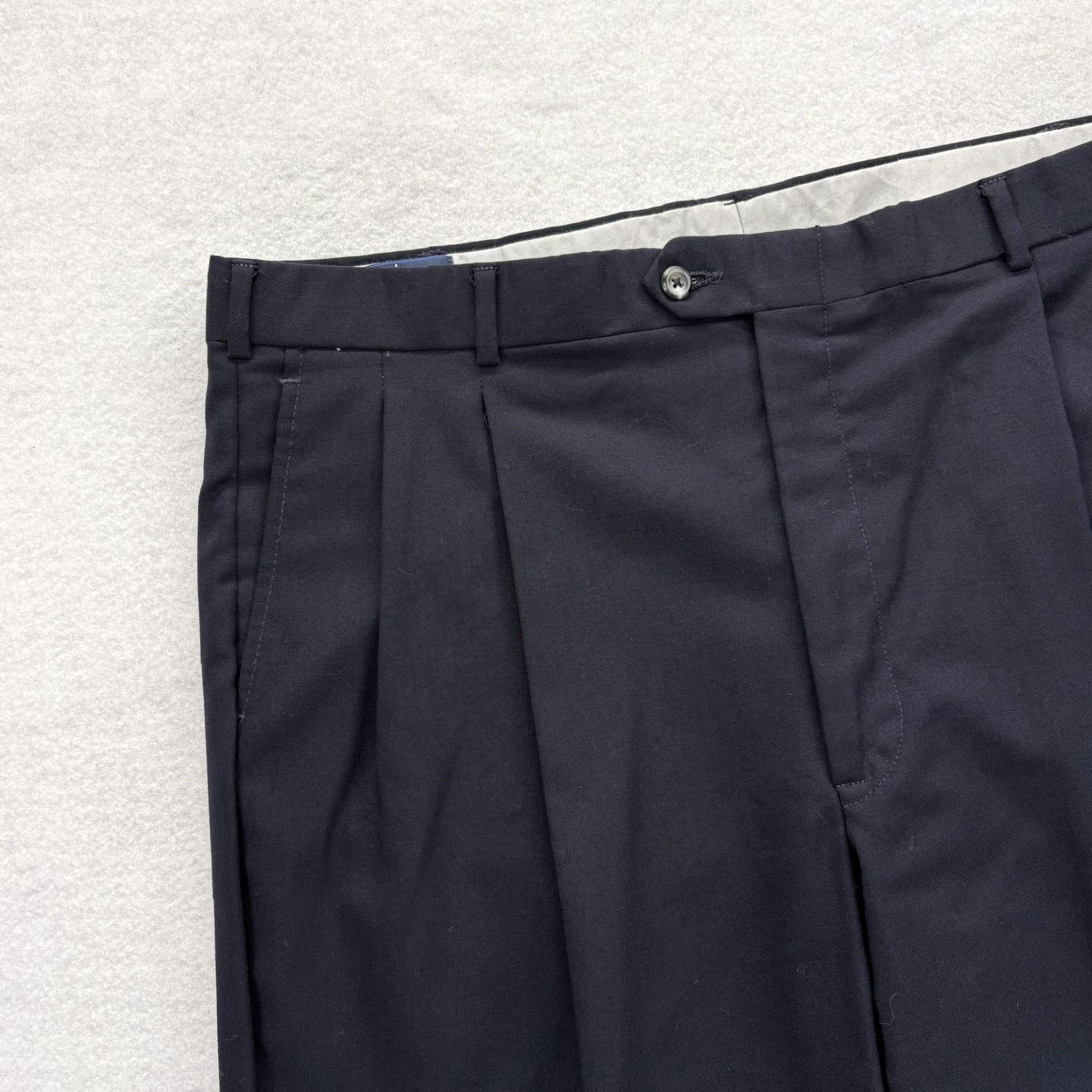 Vintage VINTAGE Kuppenheimer Dress Pants Mens 38x28 Blue Wool Pleated Regular Fit 90s Size US 38 / EU 54 - 2 Thumbnail
