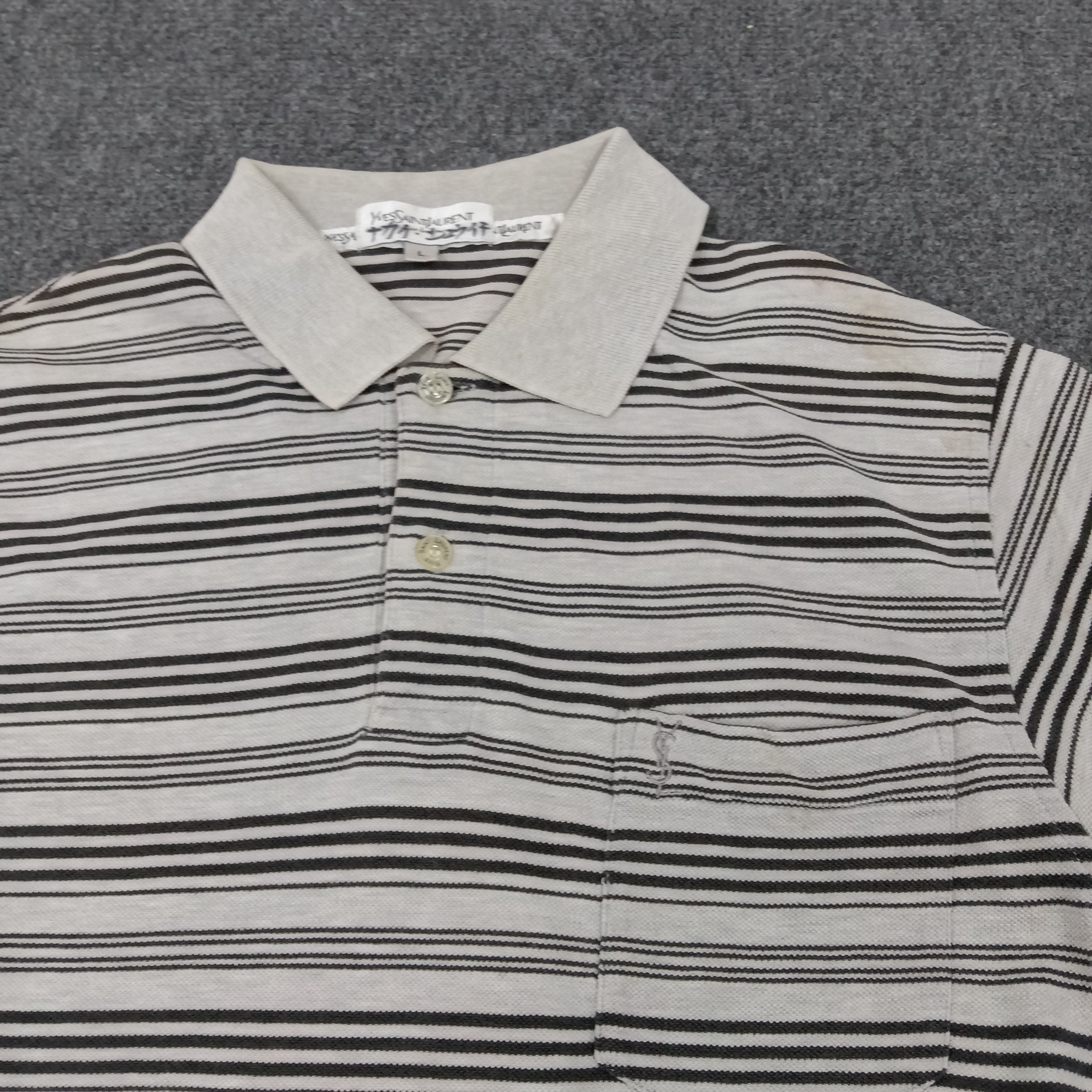 Vintage × Yves Saint Laurent Yves Saint Laurent Italian Brand Stripe Polo Shirt Size US M / EU 48-50 / 2 - 2 Thumbnail